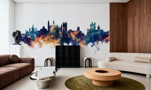 Cambridge England Skyline Blue & Bronze