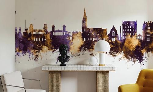 Felixstowe England Skyline Purple & Gold