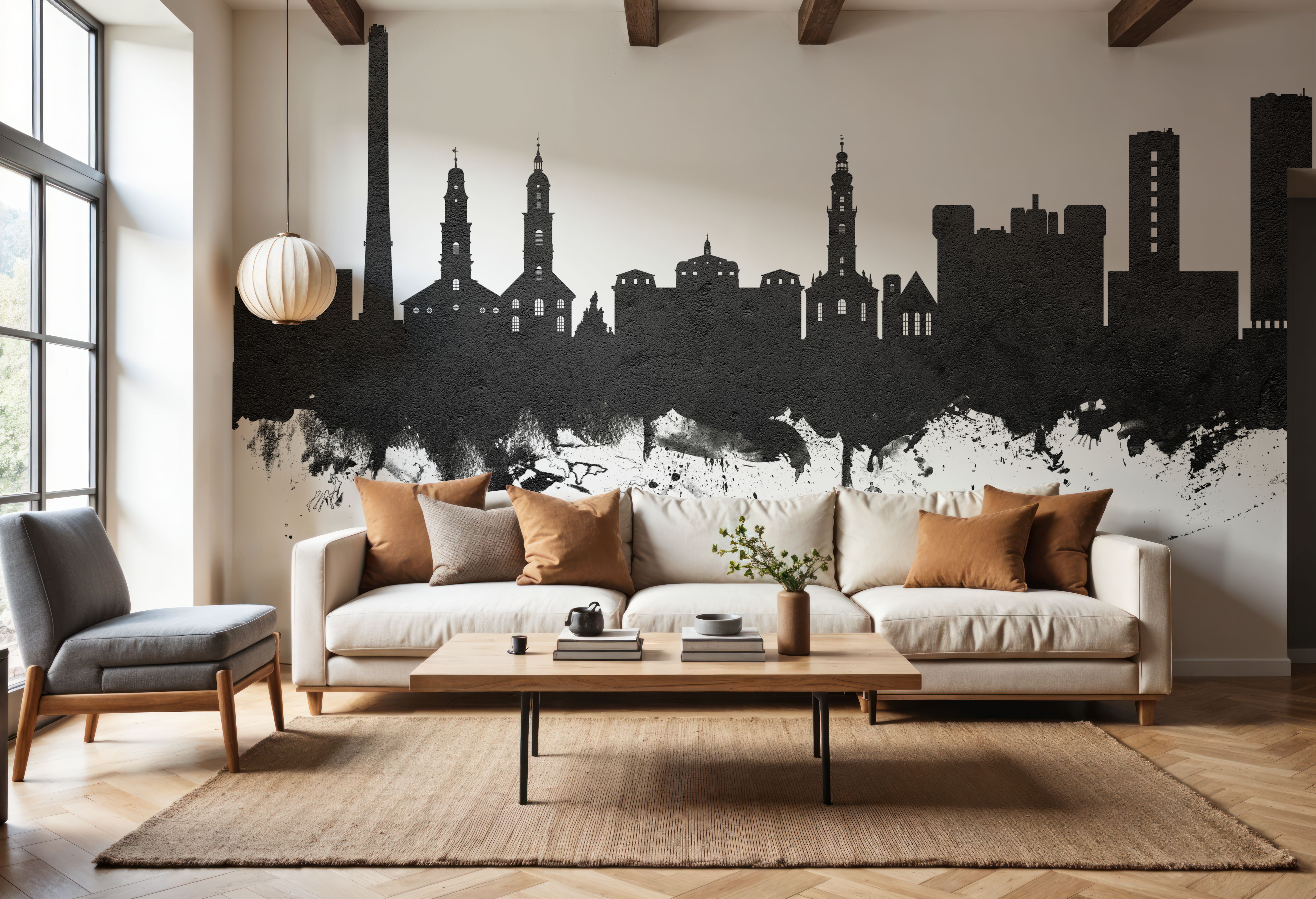 Erlangen Germany Skyline Black & White