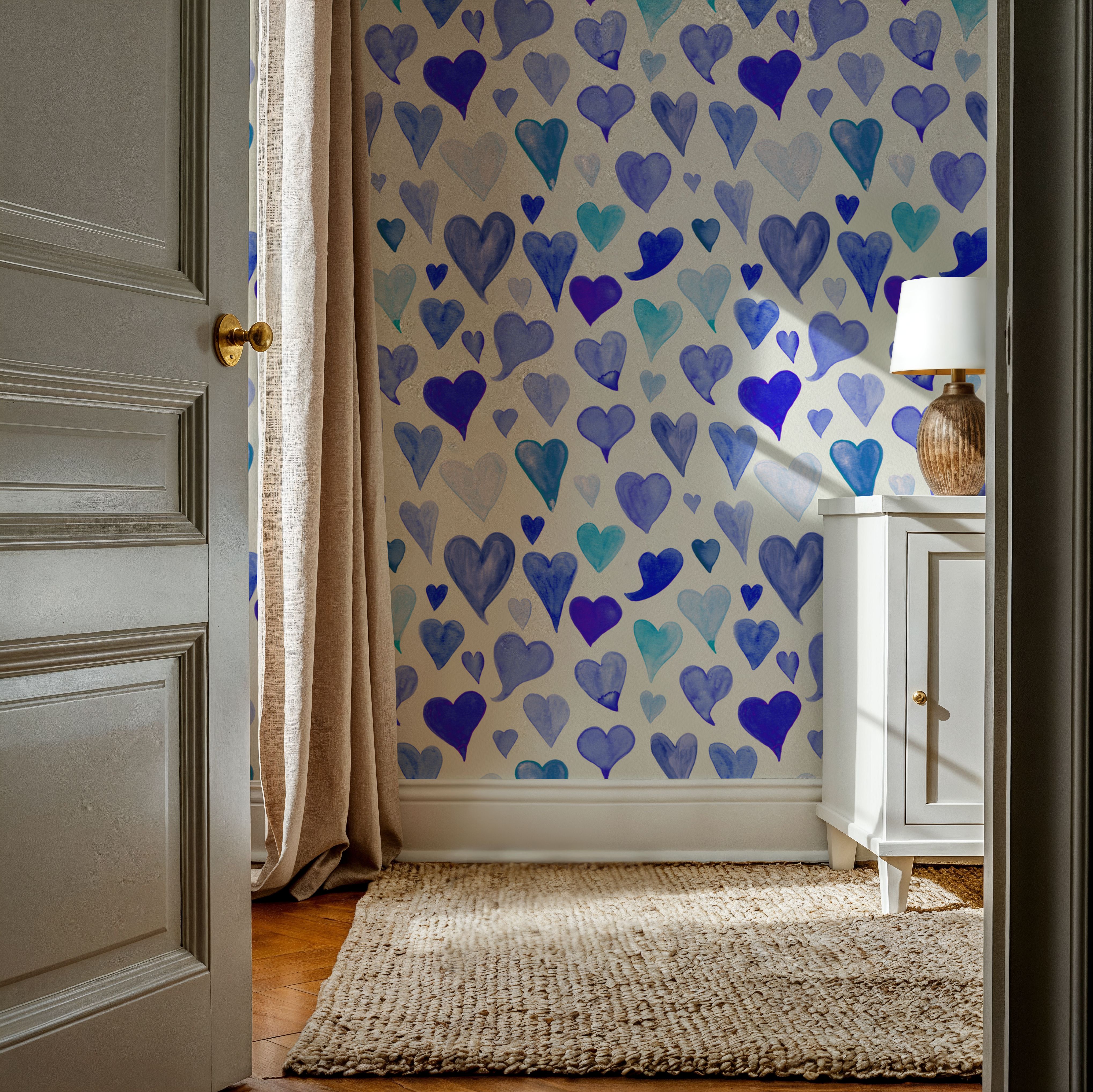 Blue Painted Hearts