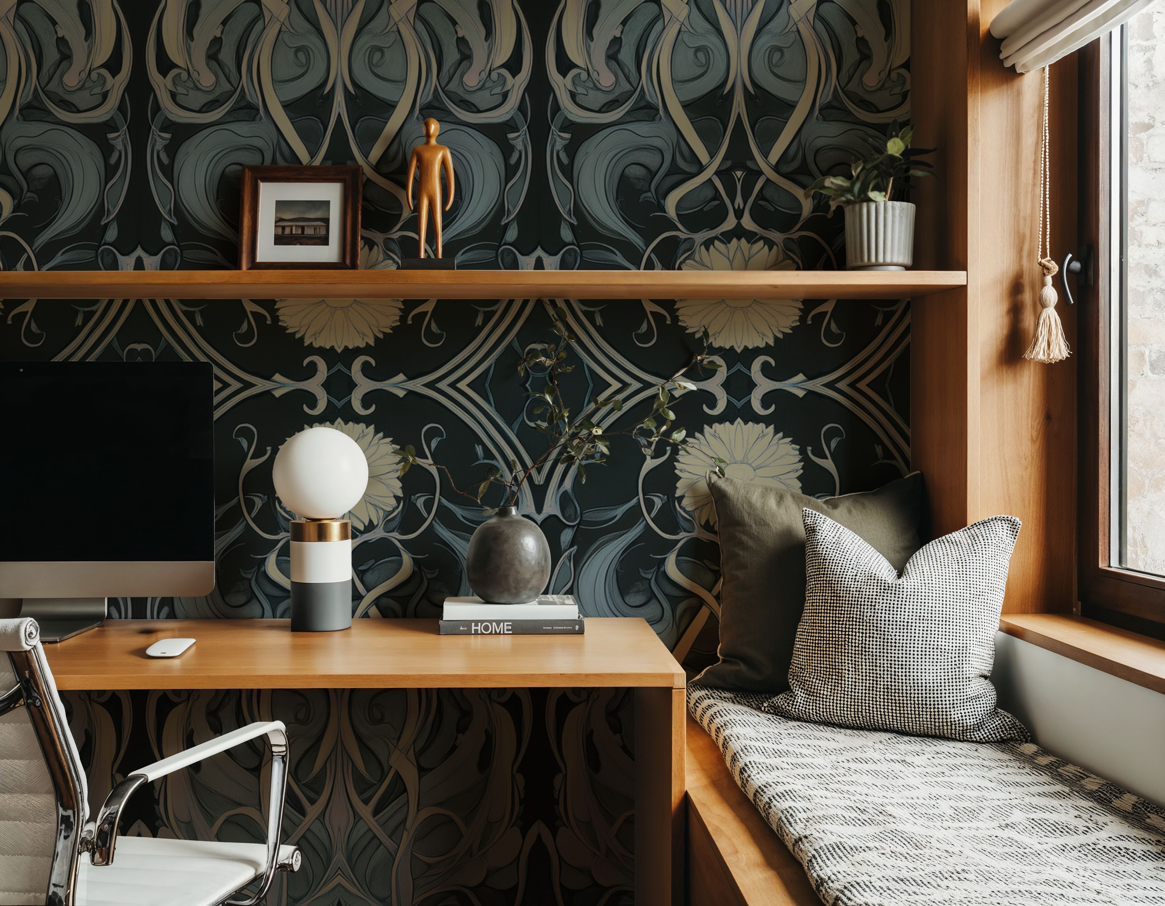 Art Noveau III Gray, Papel pintado