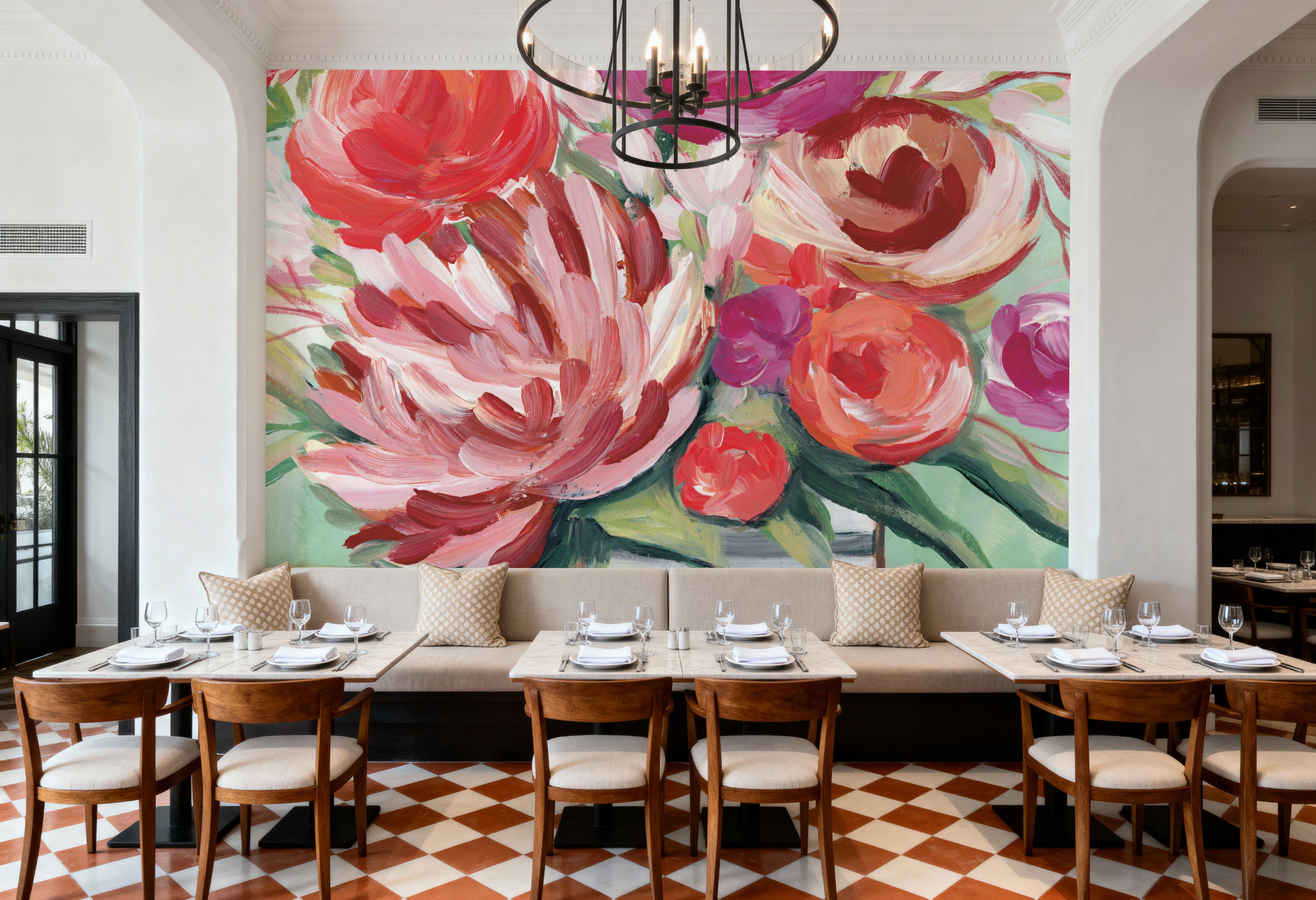 Spring Blooms in Striped Vase I