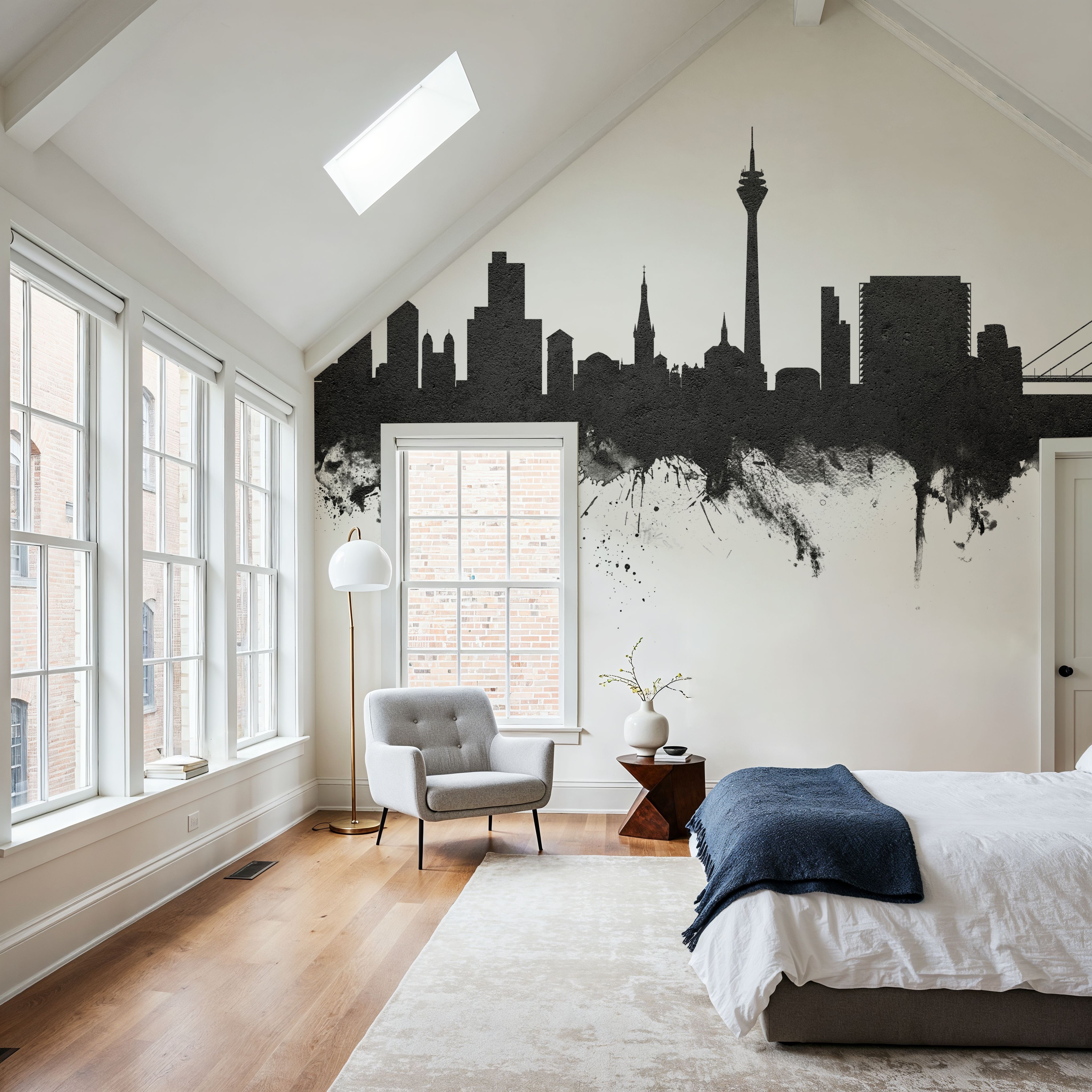 Düsseldorf Germany Skyline Black & White