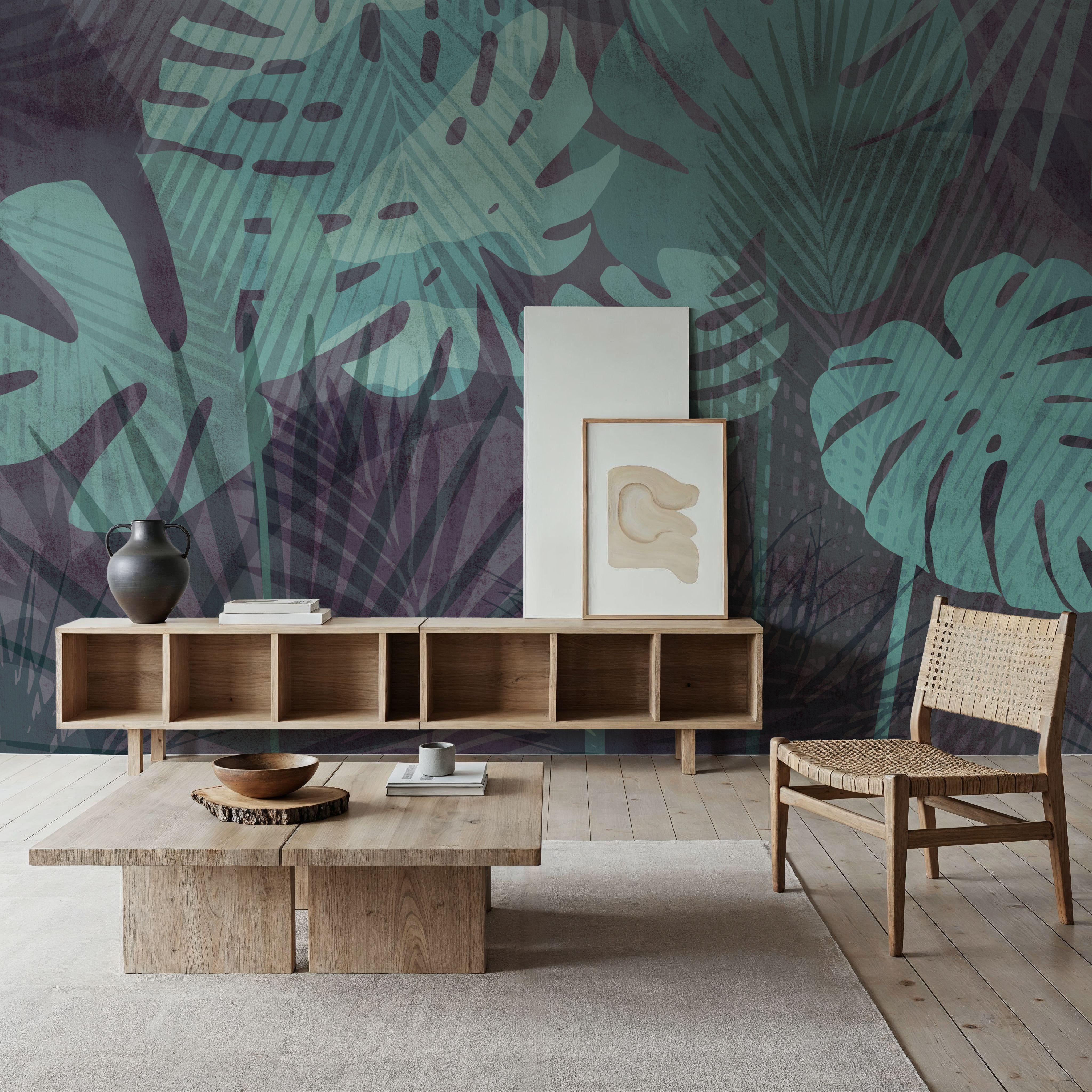 Big Monstera Leaves, Cyan