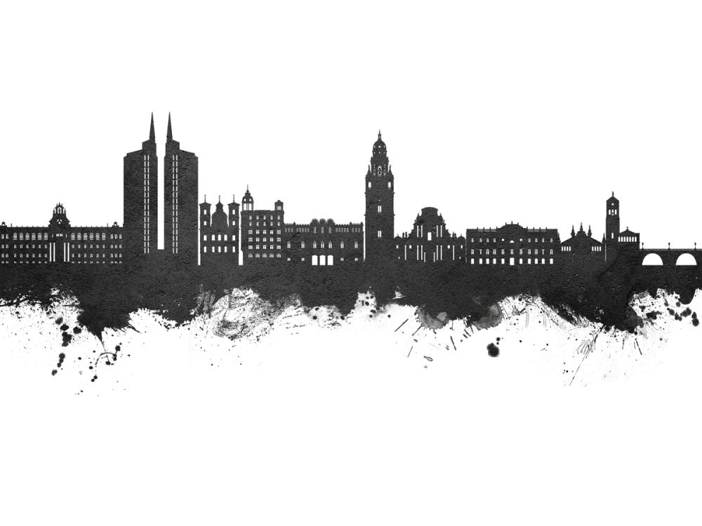 Murcia Spain Skyline Black & White