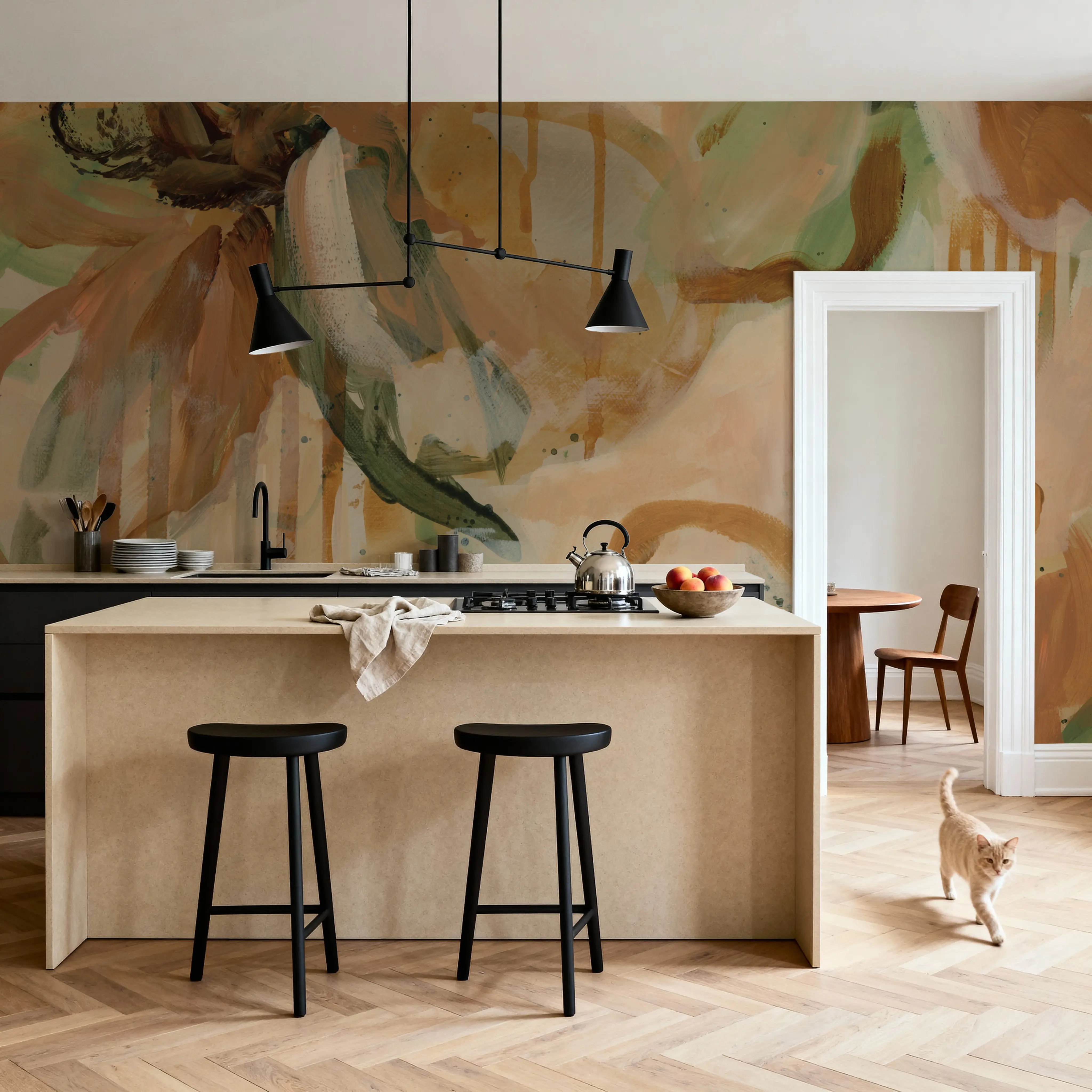 Papier Peint Panoramique - Fever Dream II - Abstrait Nature - Orange - Salon - Wallism Belgique - Encollage au mur ou Autocollant