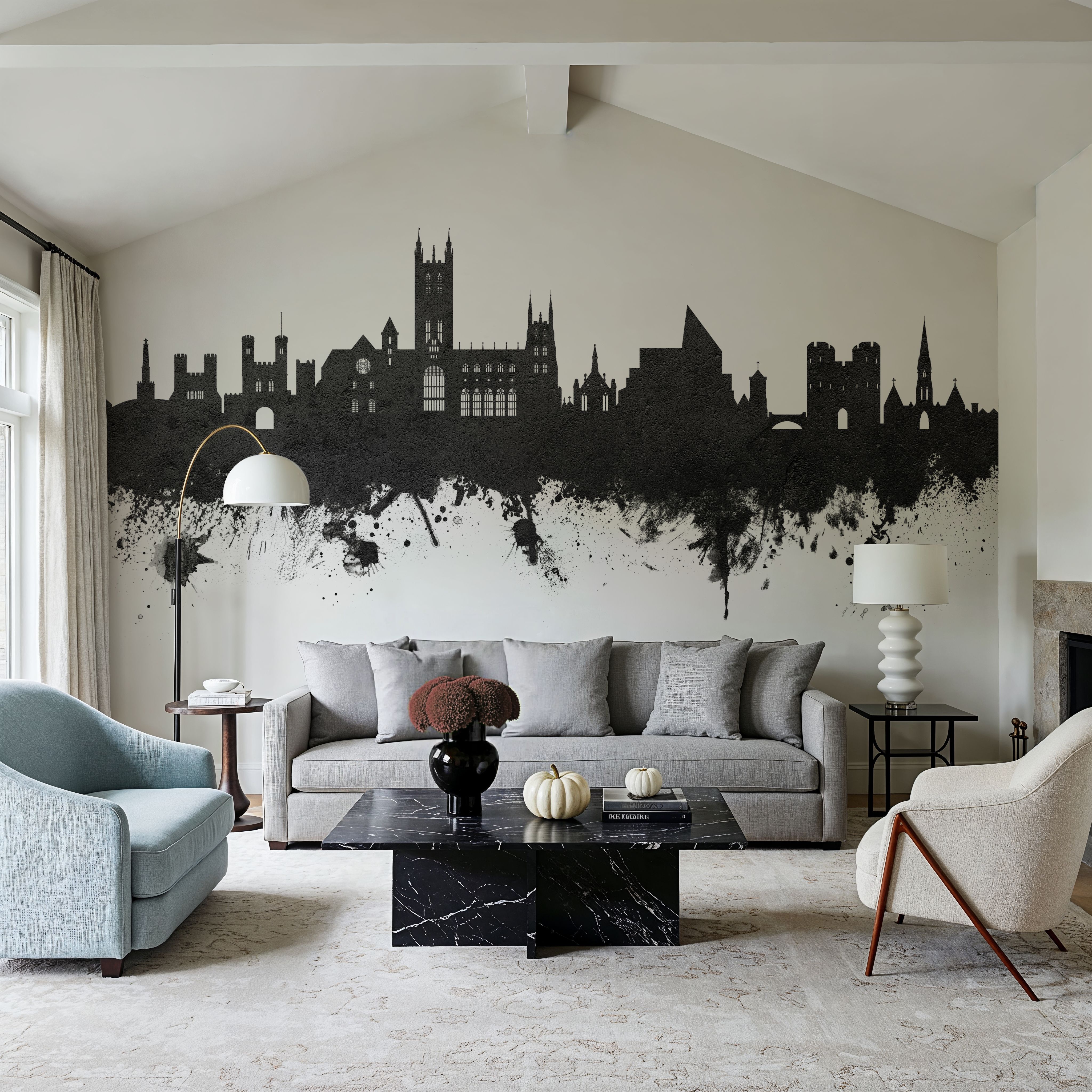 Canterbury England Skyline Black & White