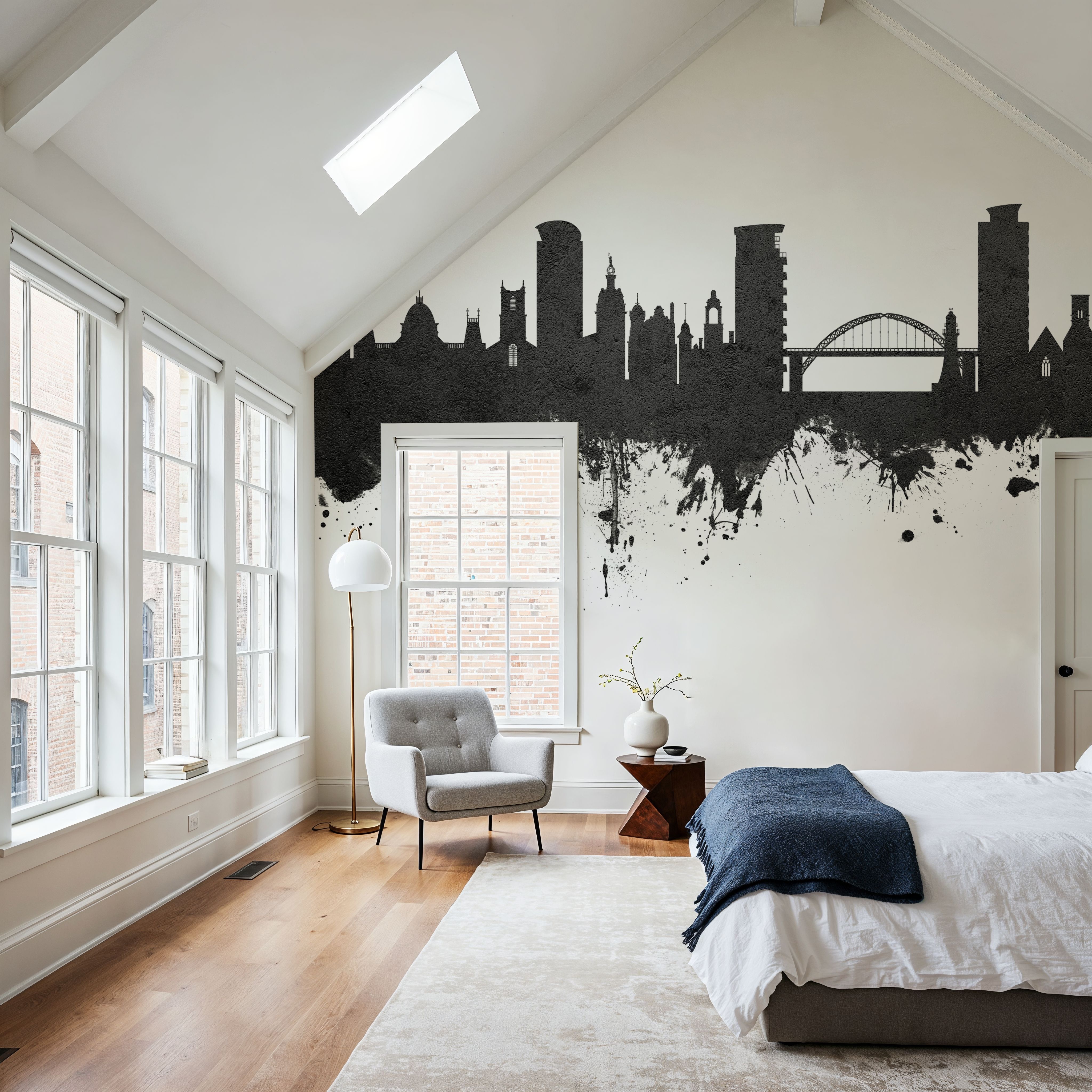 Sunderland England Skyline Black & White