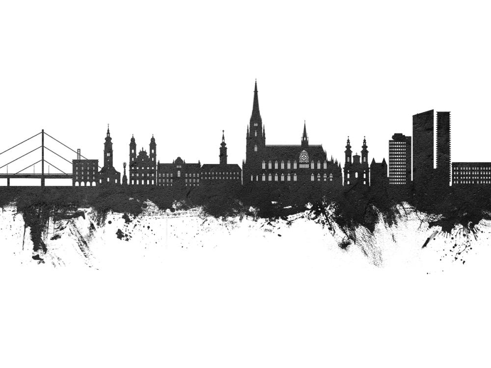 Linz Austria Skyline Black & White