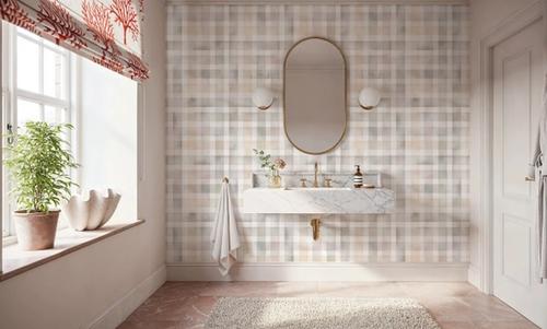 Checkered Watercolor, Beige