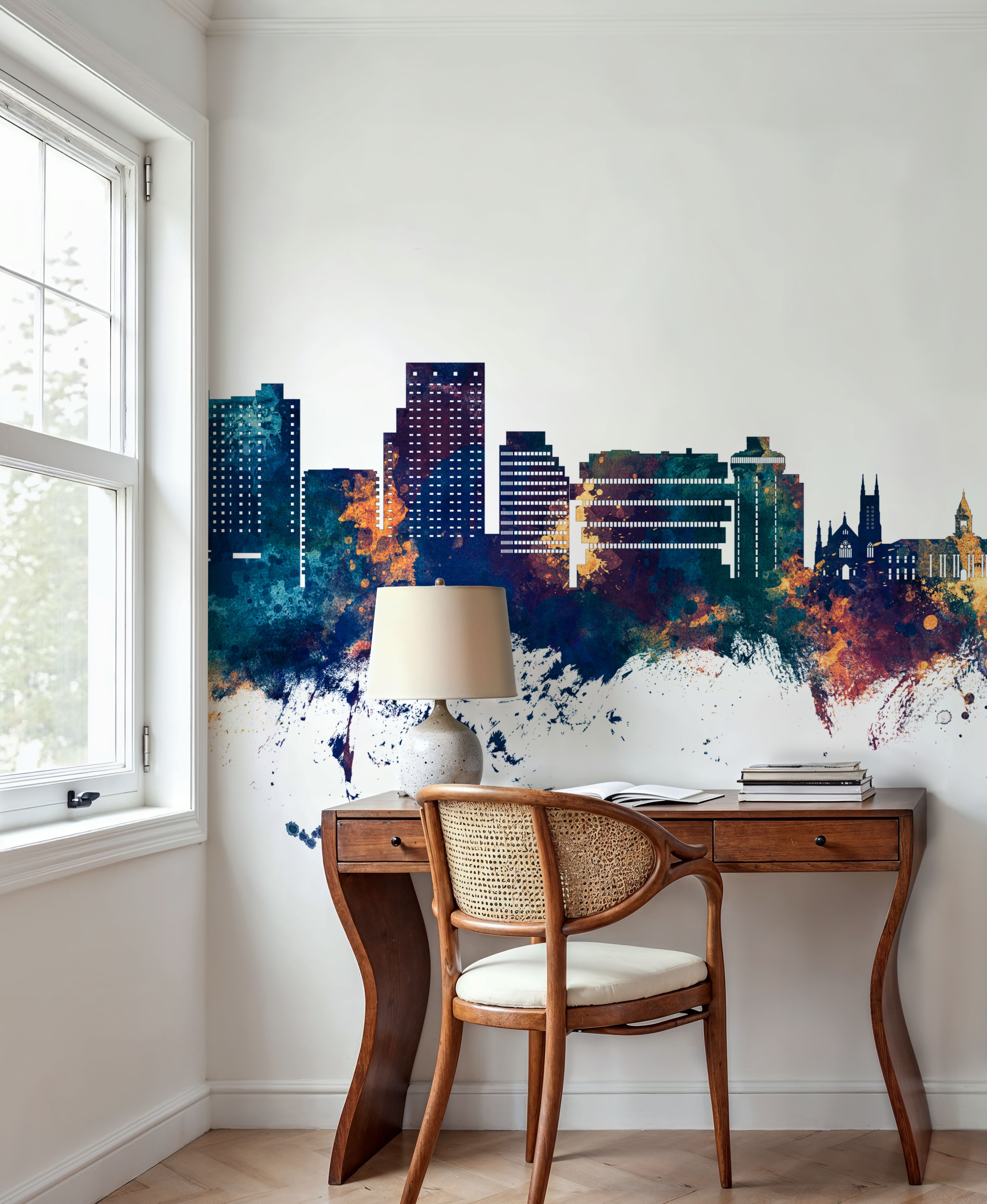 Stamford Connecticut Skyline Blue & Bronze