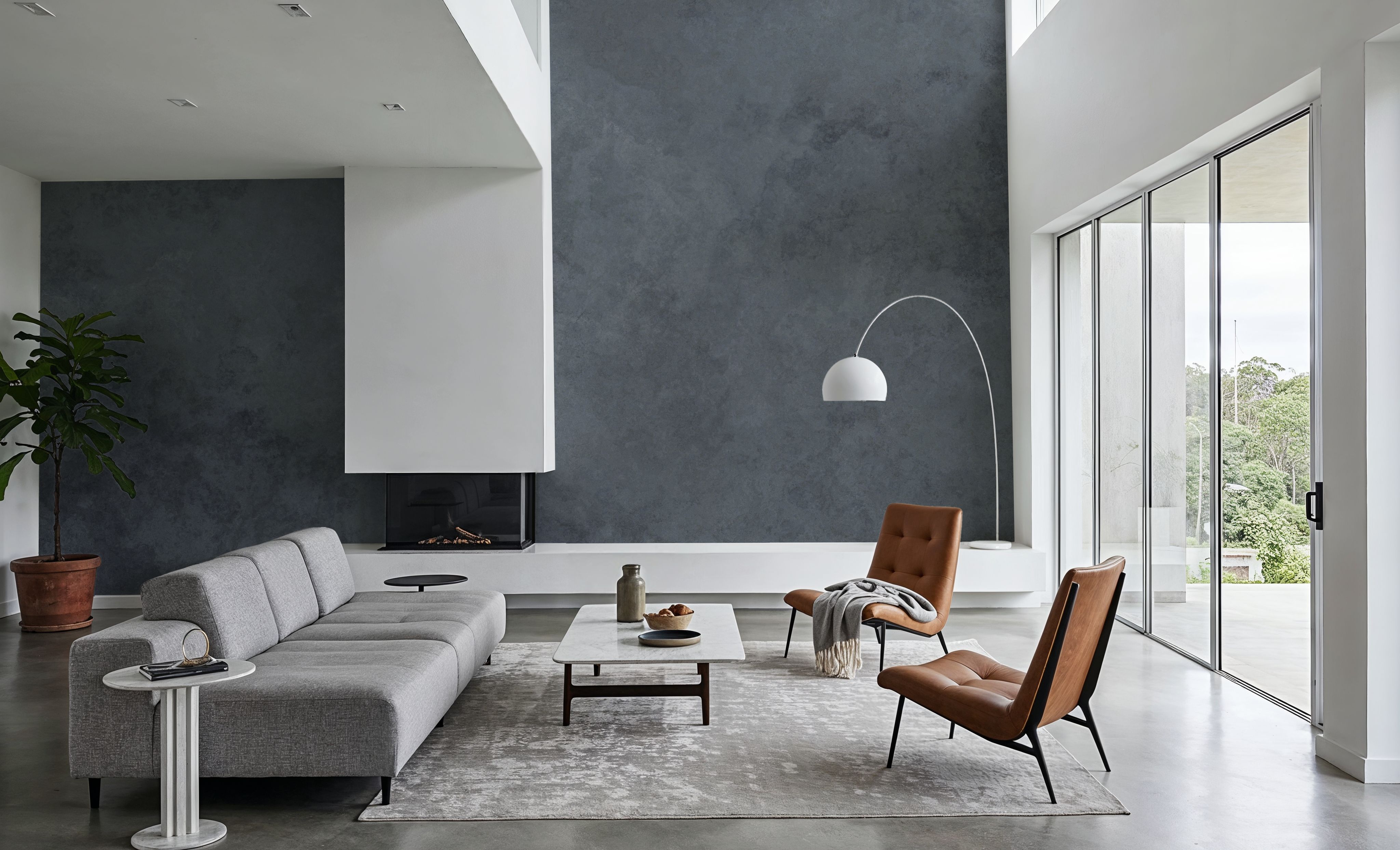 Subtle Plaster Wall, Dark Blue