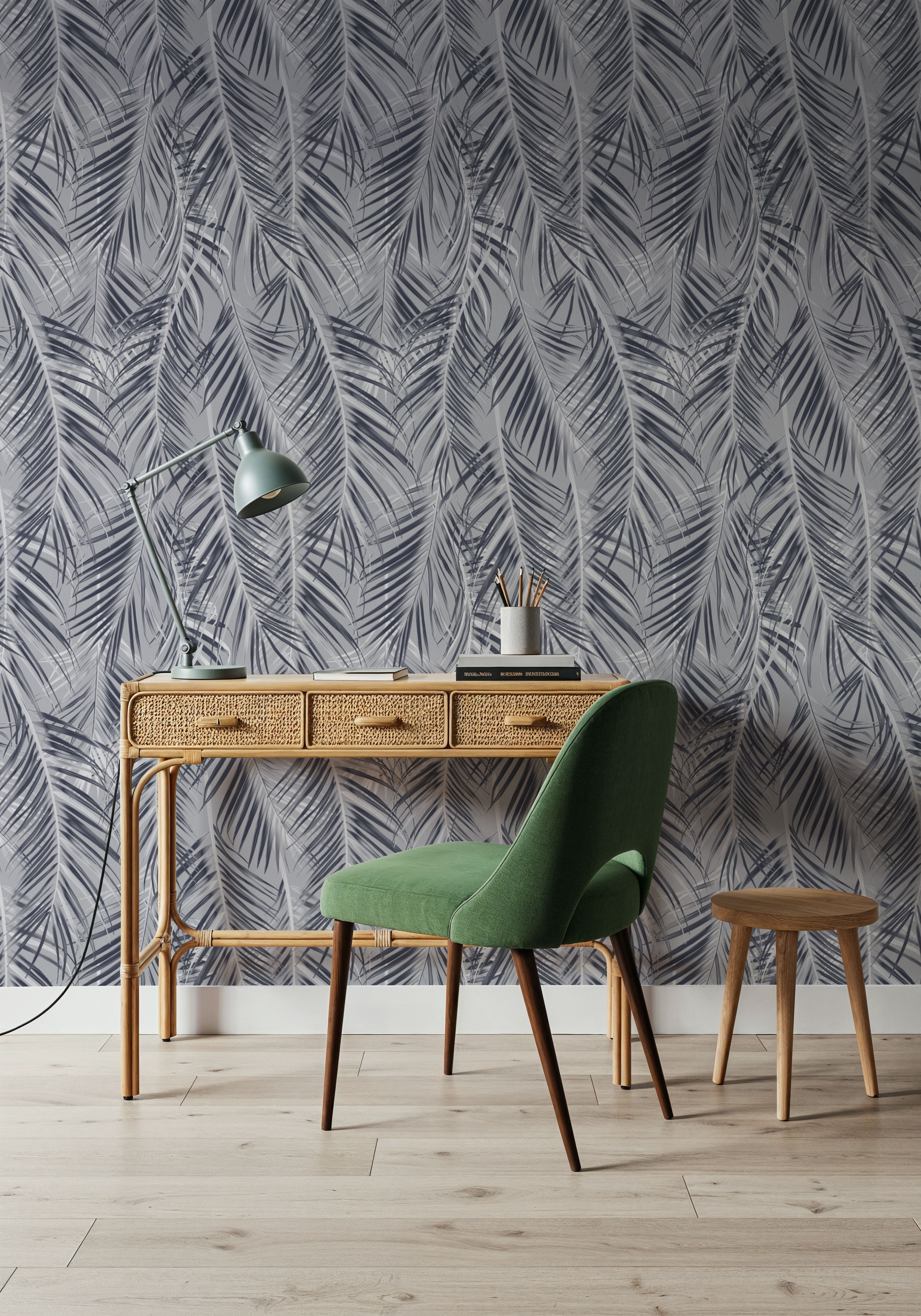 Swaying Palm Leaves, Grey