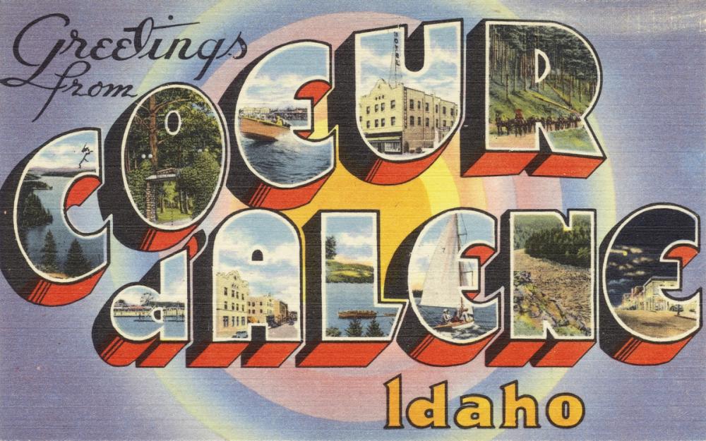 Greetings from Coeur d'Alene - Screenprint Postcard