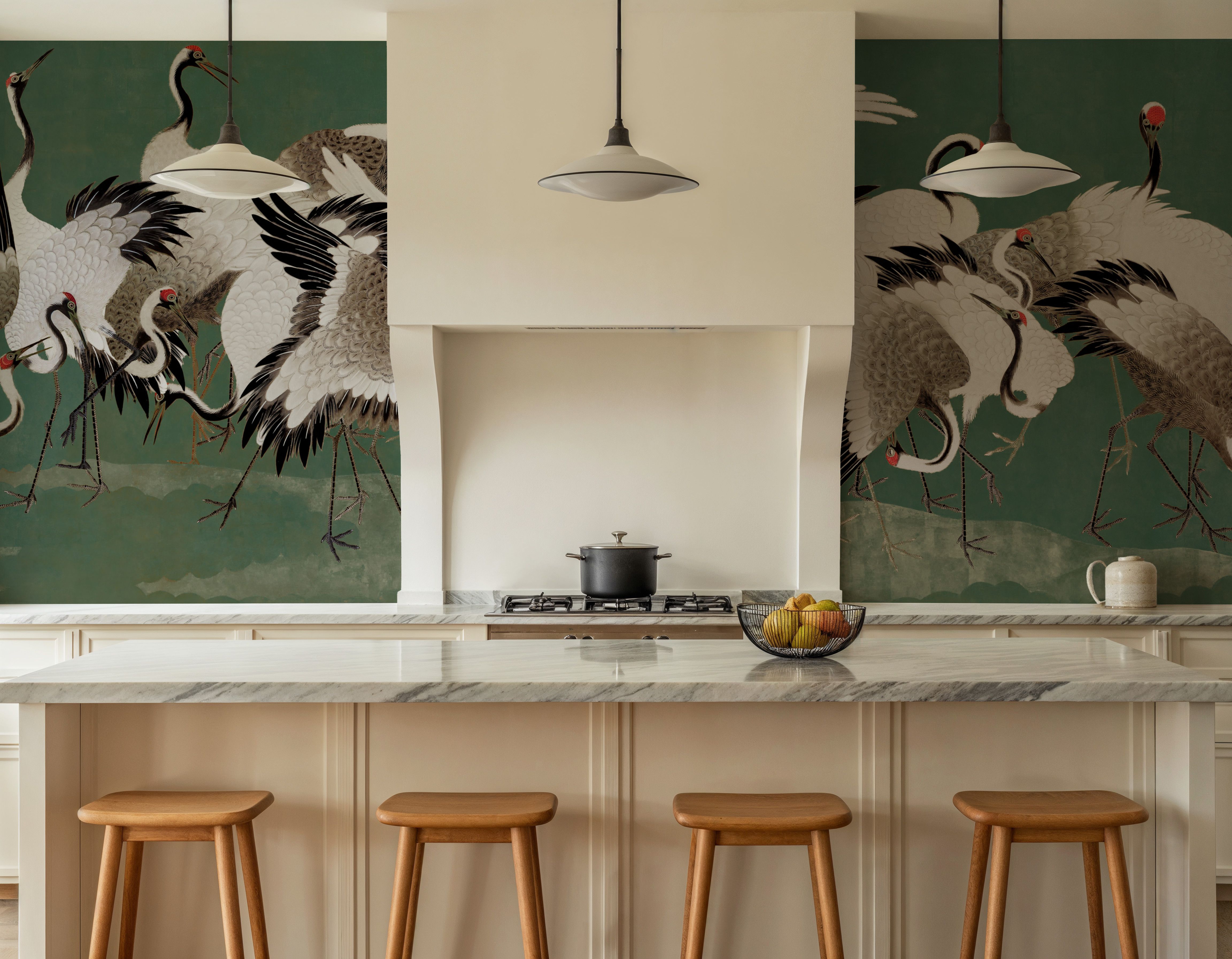 Japanese Flock of Cranes, Emerald