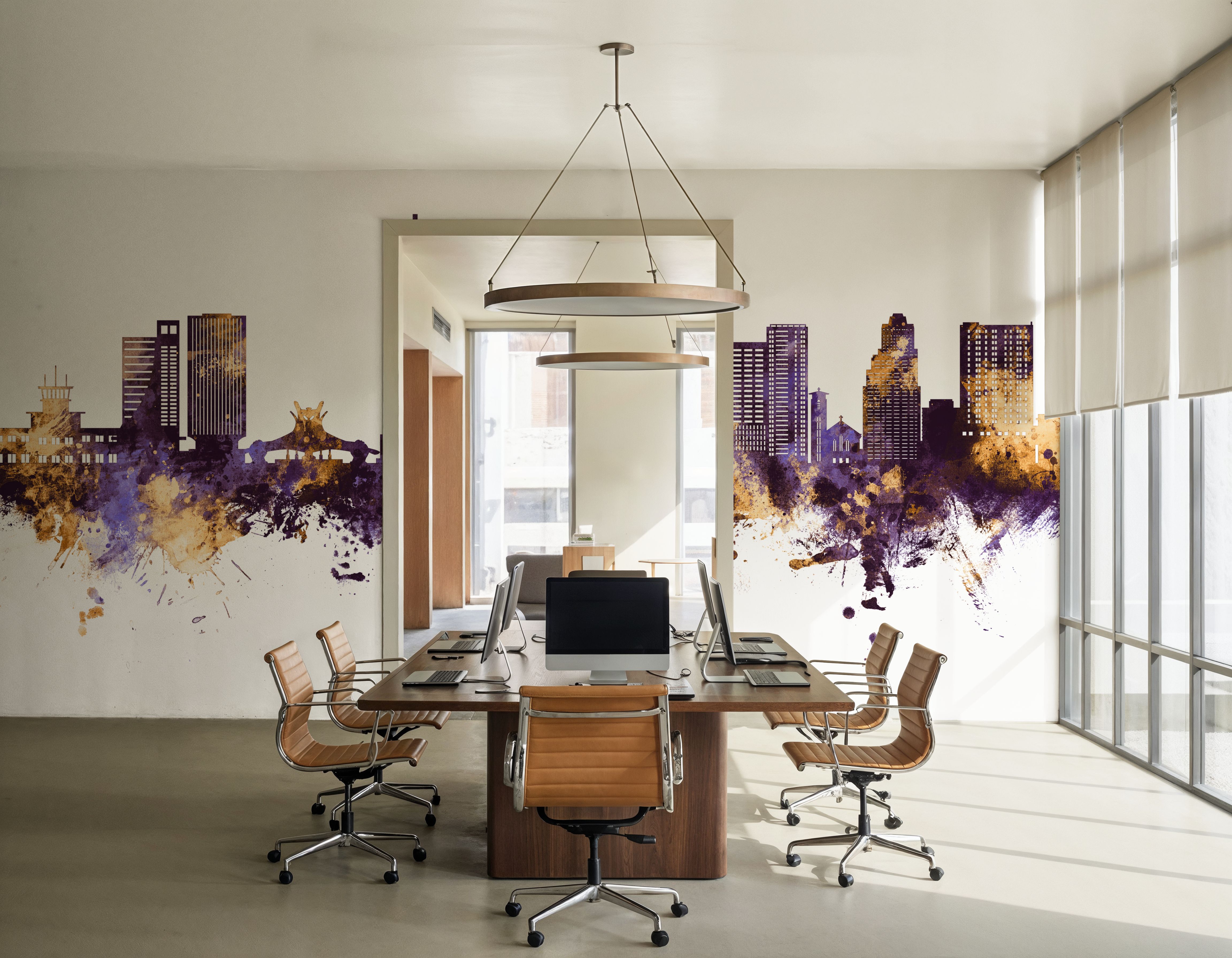 Kinshasa Skyline Purple & Gold