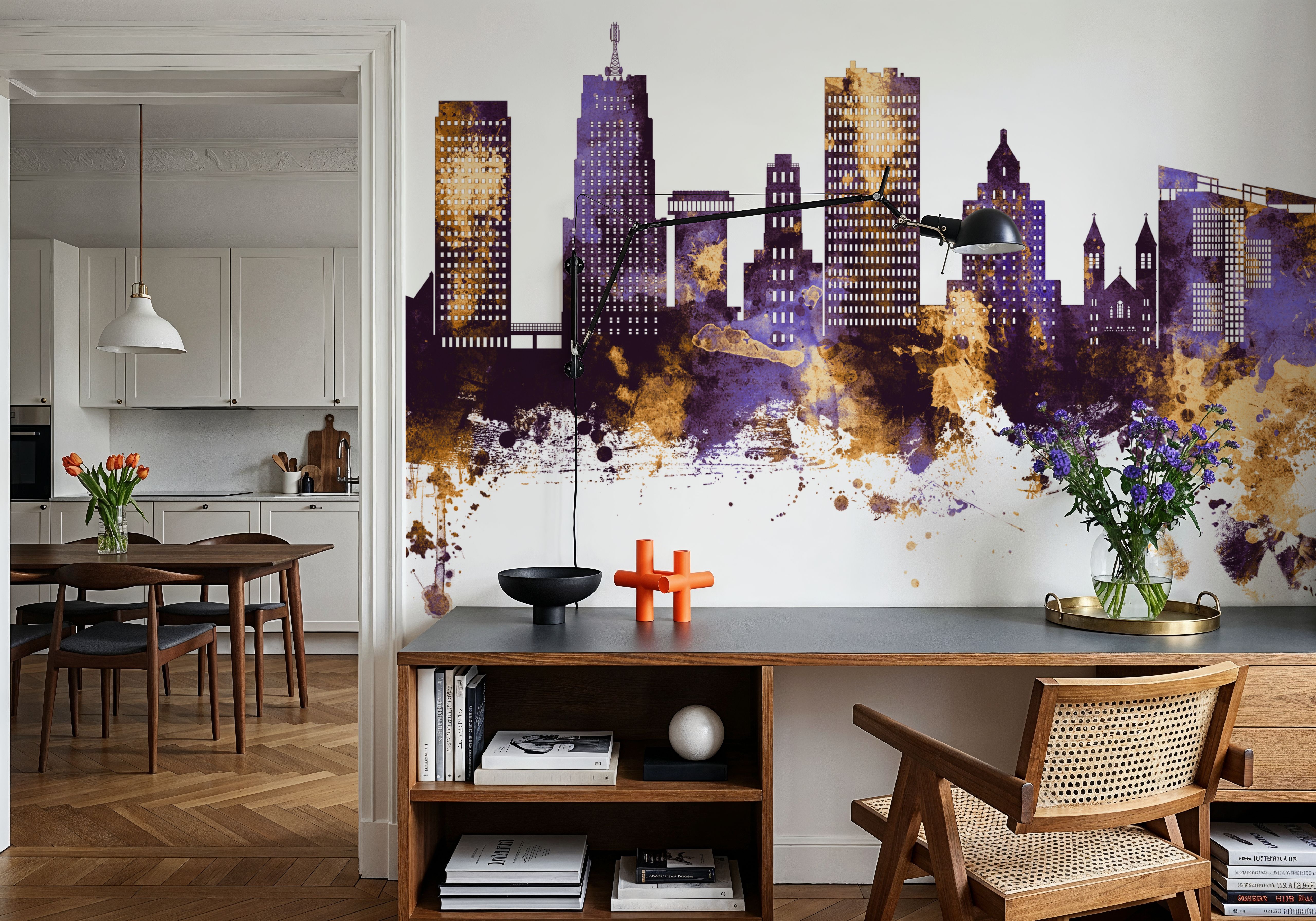 Akron Ohio Skyline Purple & Gold