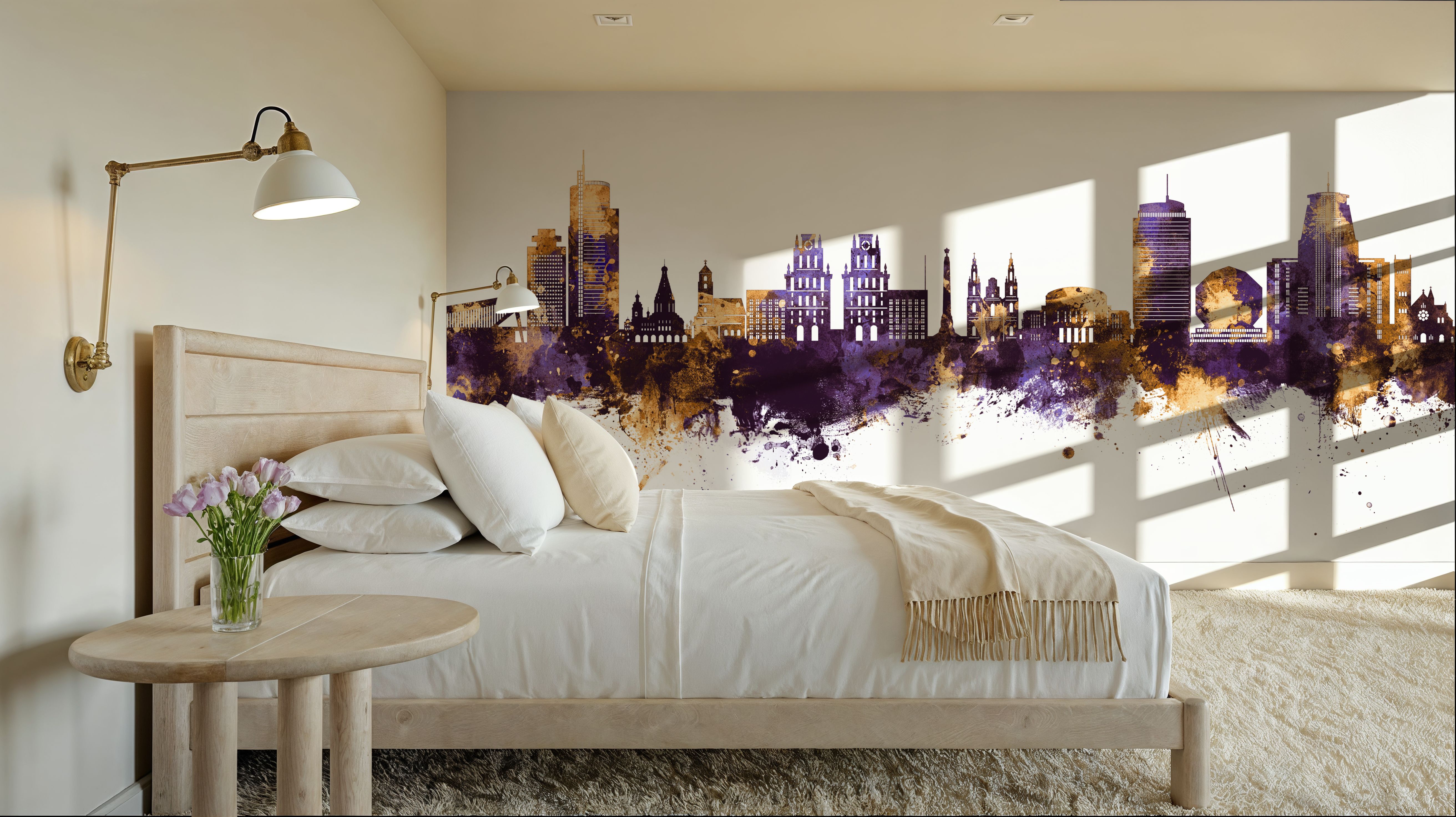 Minsk Belarus Skyline Purple & Gold