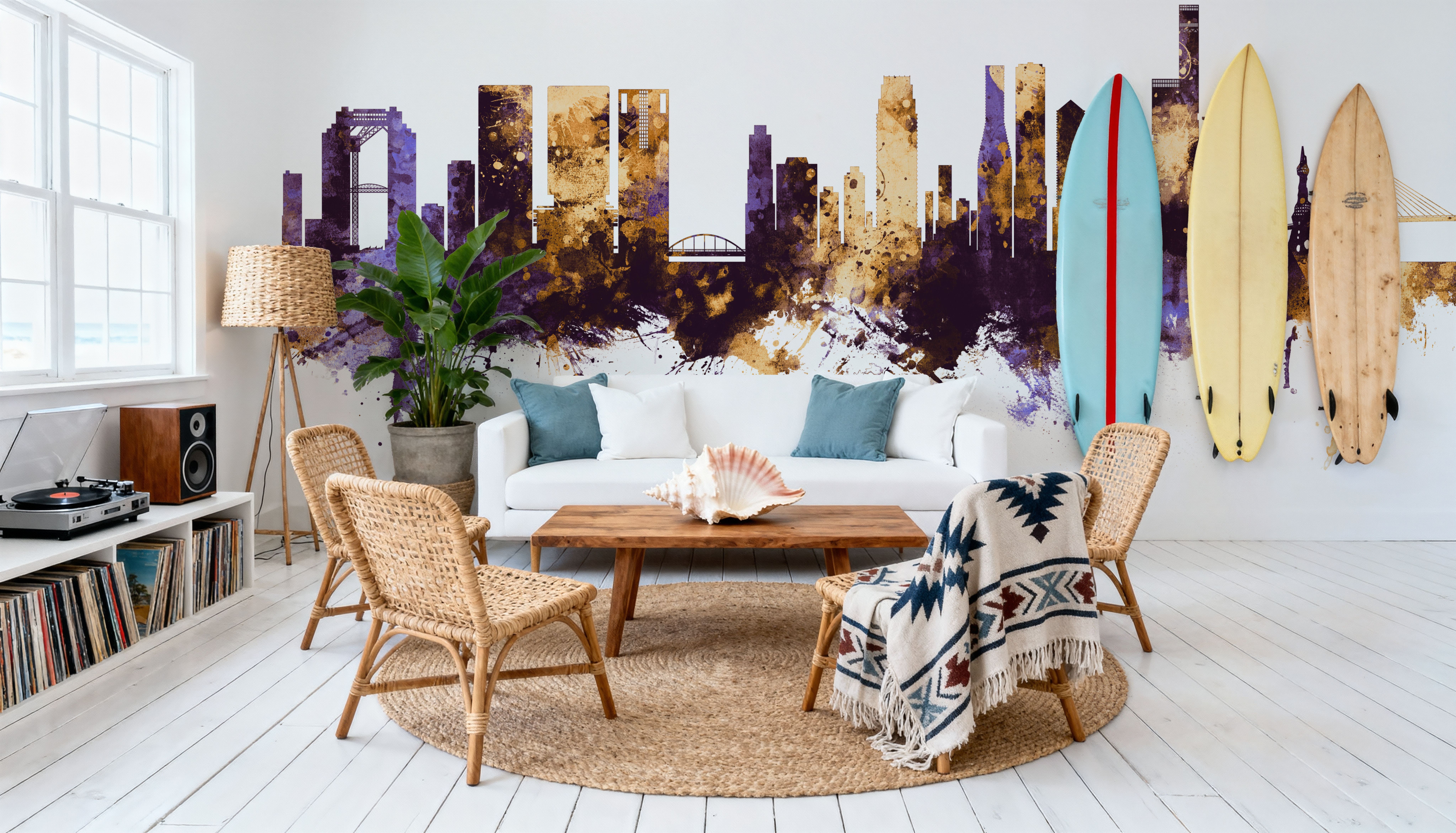 Osaka Skyline Purple & Gold