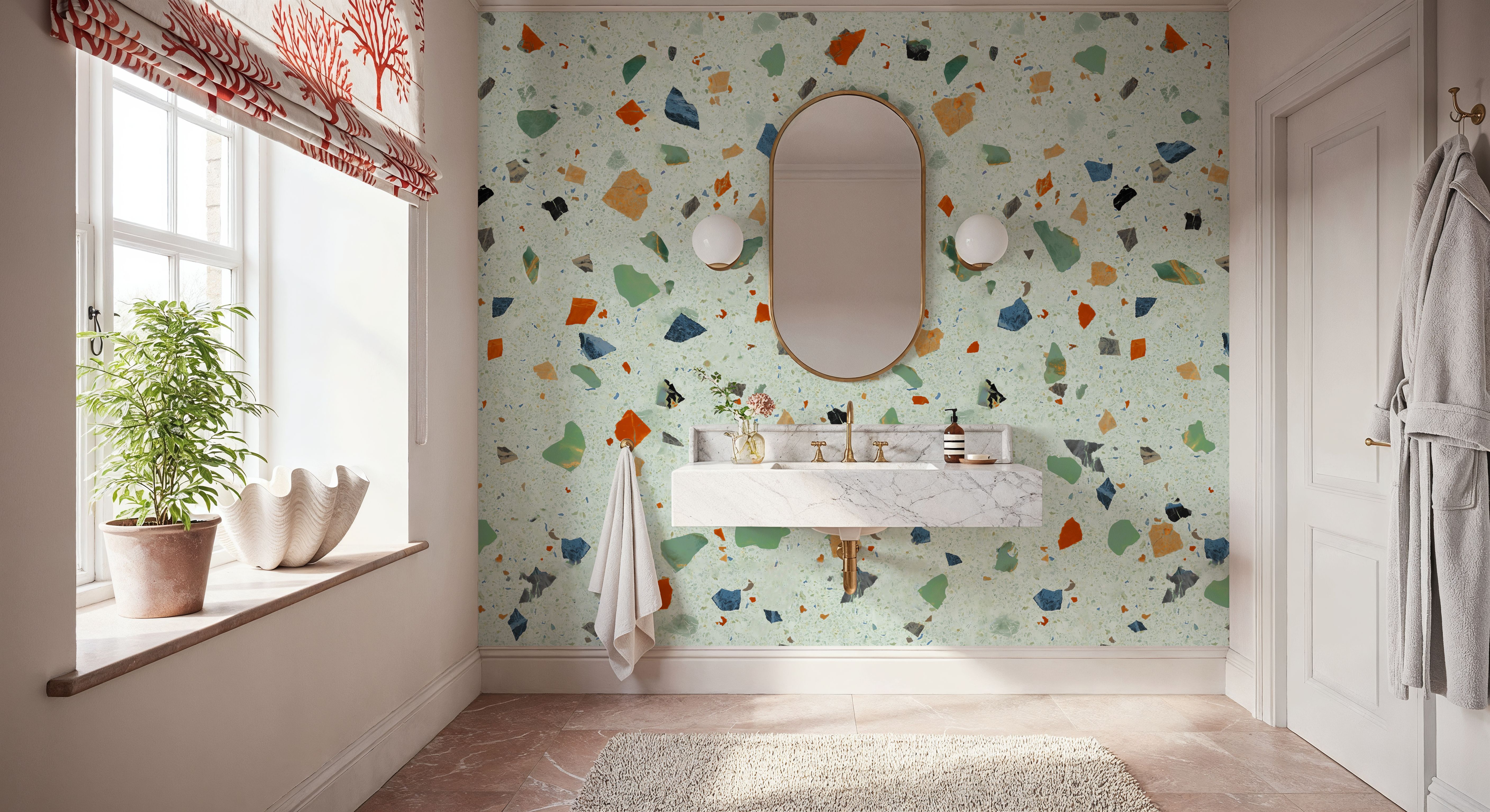 Terrazzo Multi, Pistachio, Wallpaper