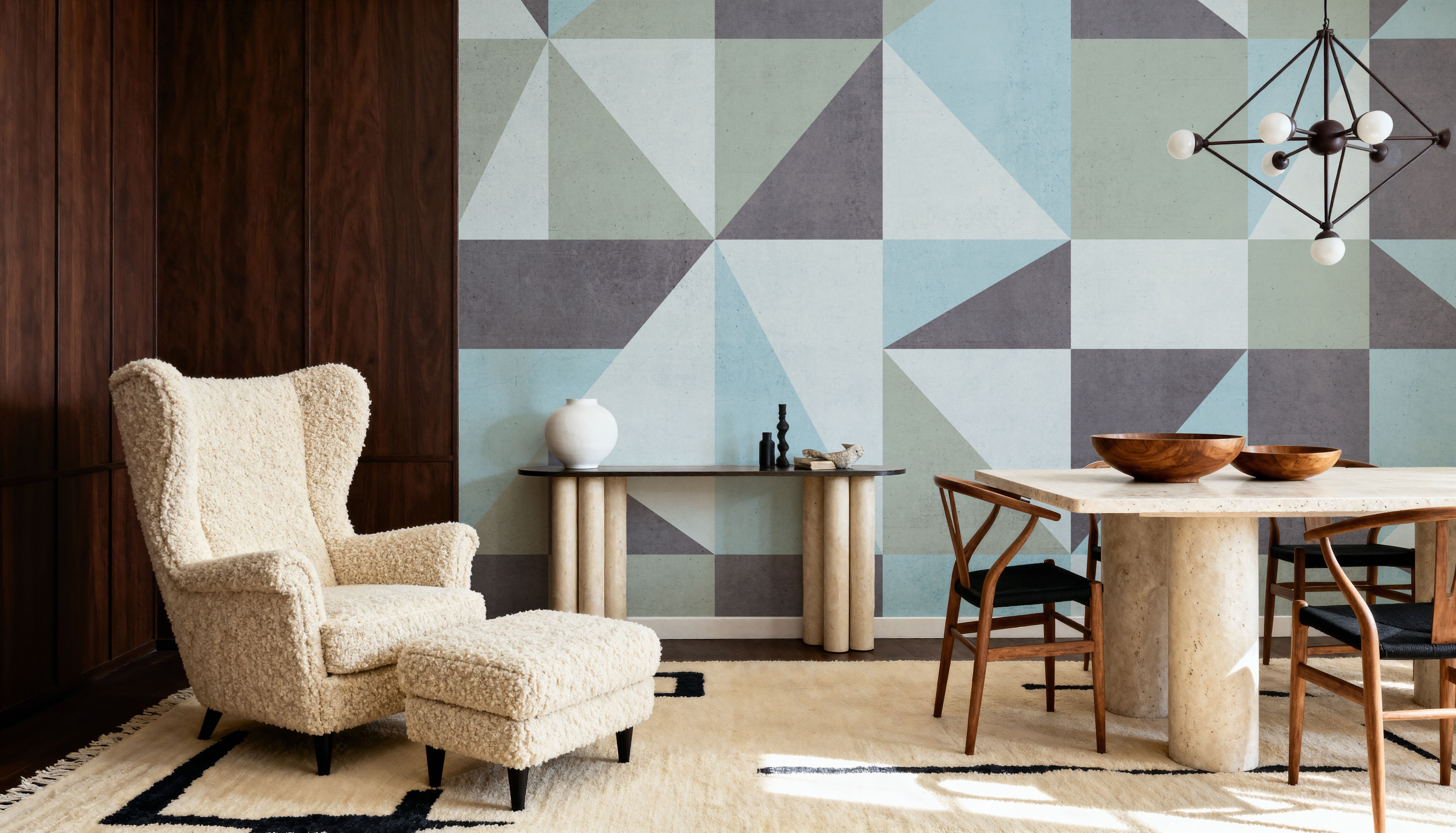 Modern Geometrics, Ice Blue, Wallpaper