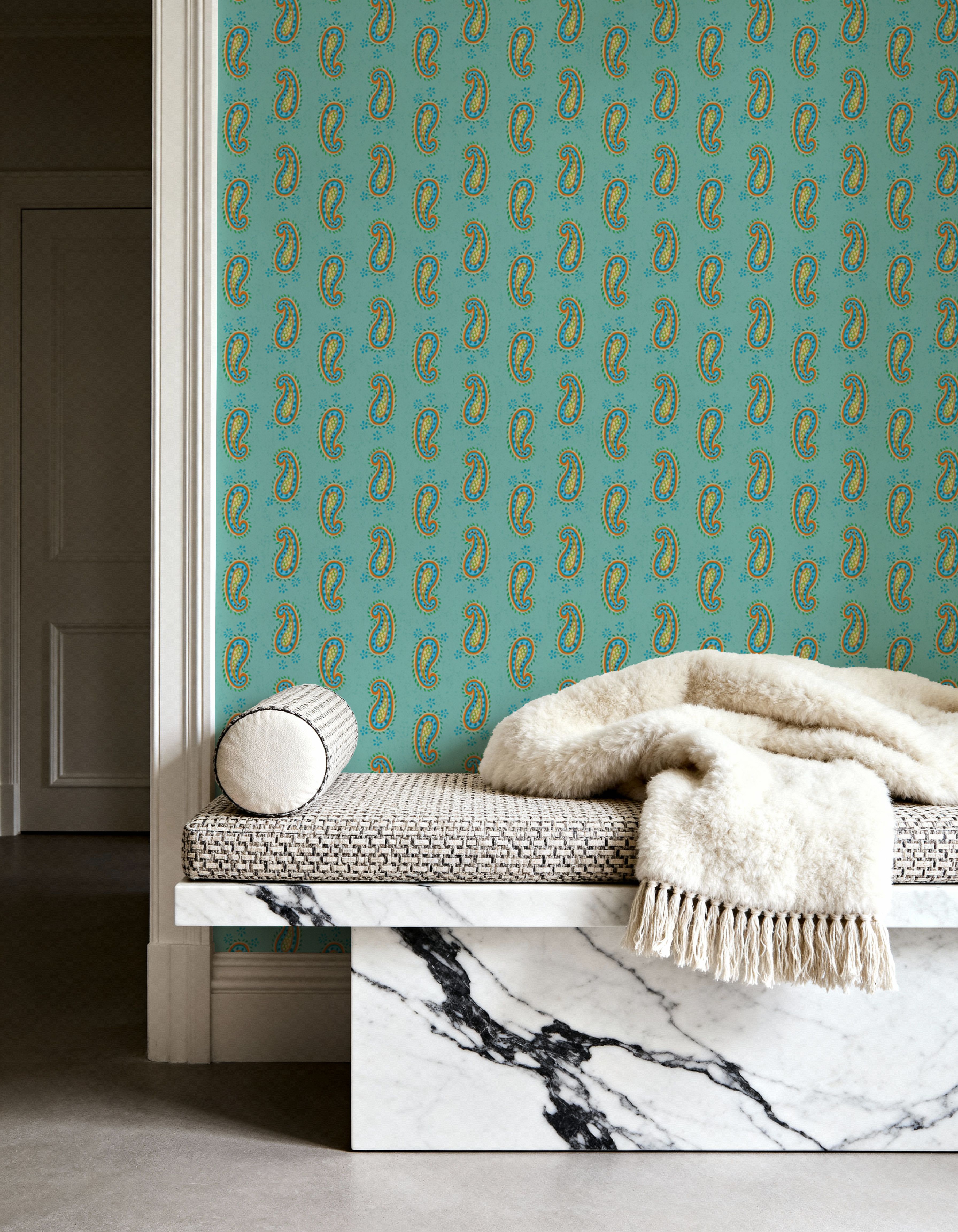 Paisley Thoughts Blue, Wallpaper