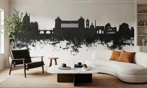 Rome Italy Skyline Black & White