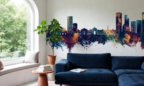 Caracas Skyline Blue & Bronze
