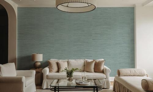 Faux Grasscloth with Visible Seams, Seafoam