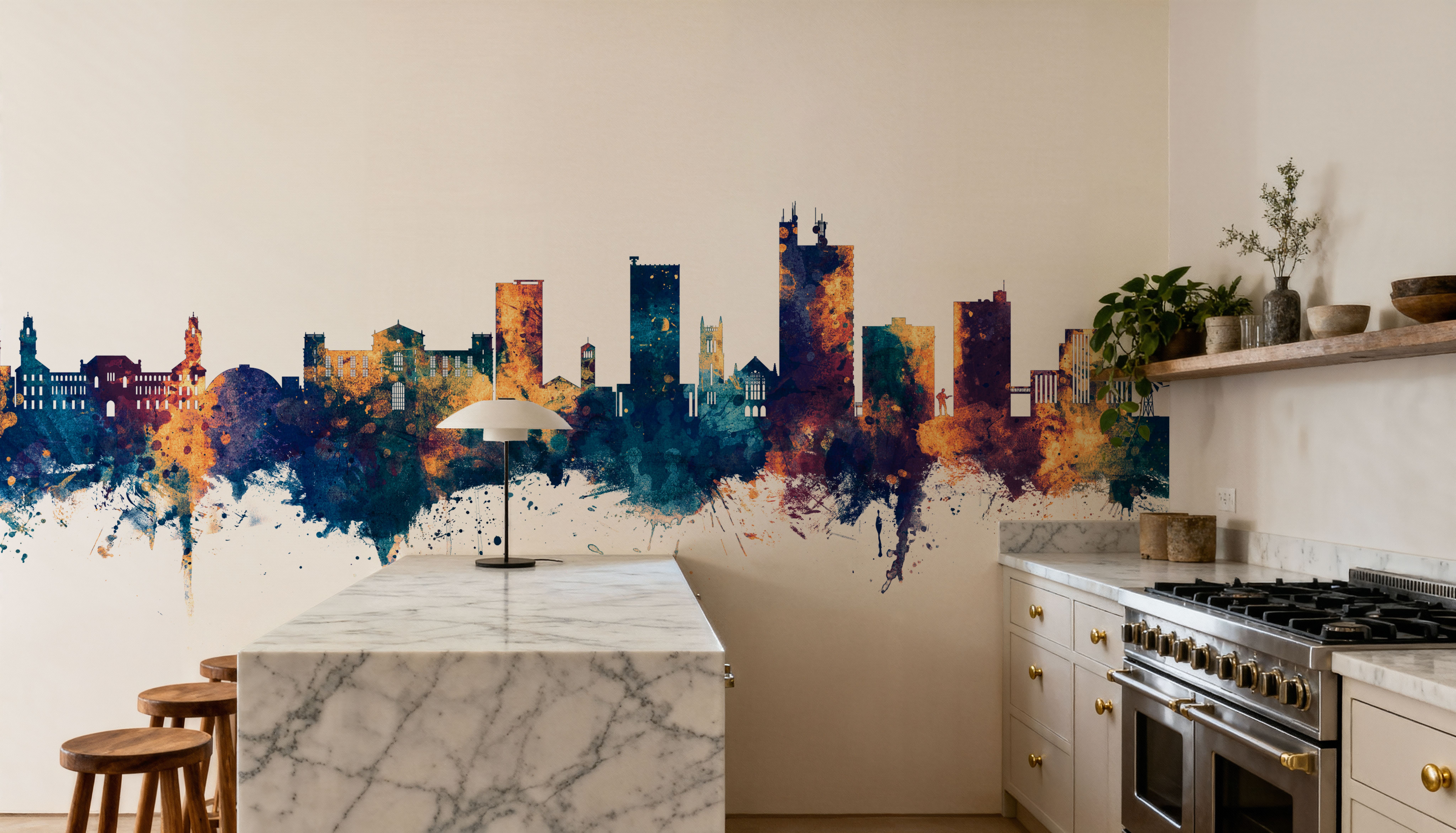 Lubbock Texas Skyline Blue & Bronze