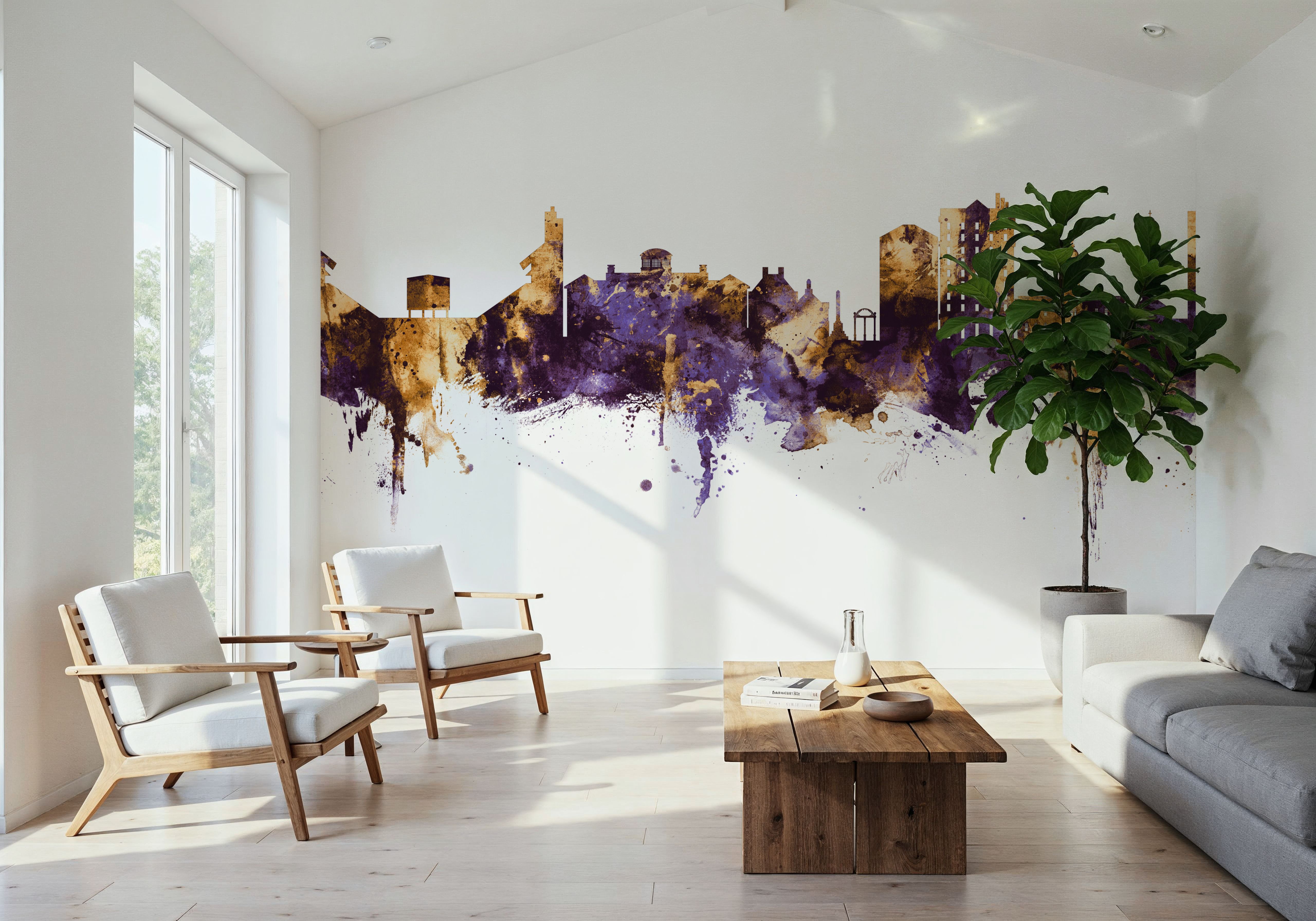 Athens Georgia Skyline Purple & Gold, Papier peint