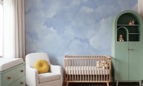Painted Dreamy Clouds, Bright Blue