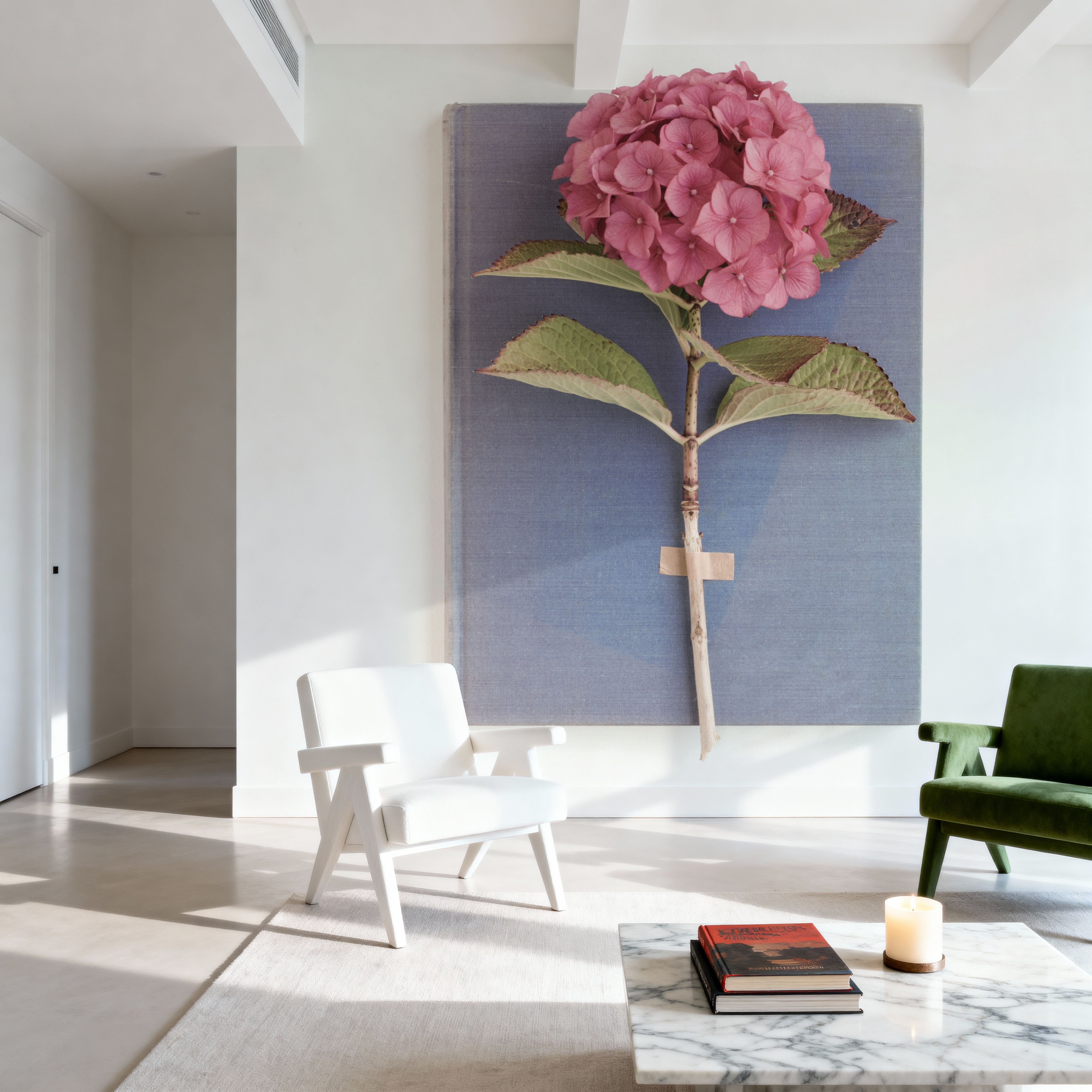 Pink Hydrangea on Book