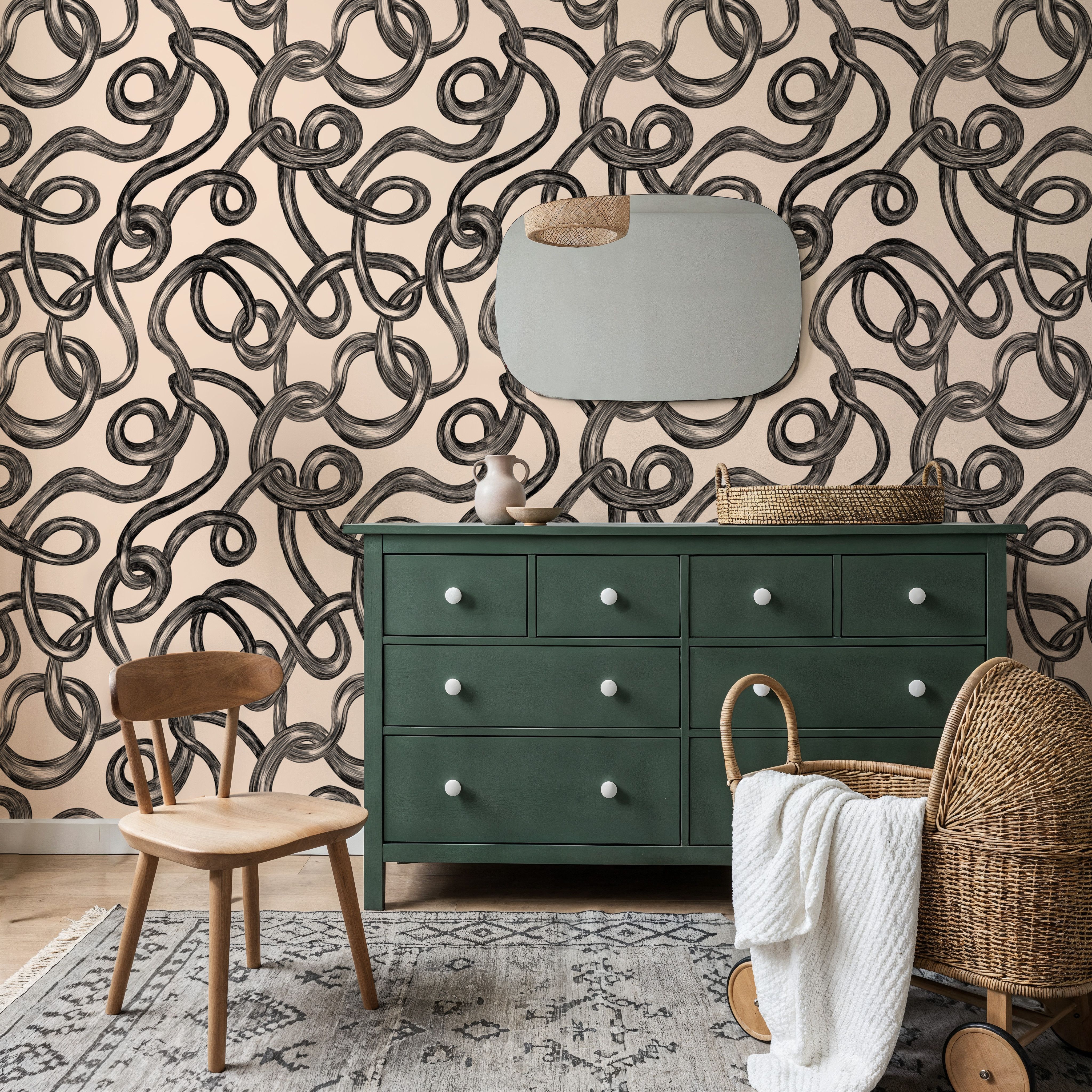 Swirl, Black on Ivory