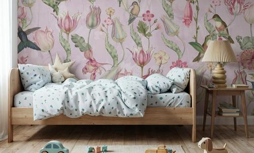 Tulips & Birds, Soft Pink