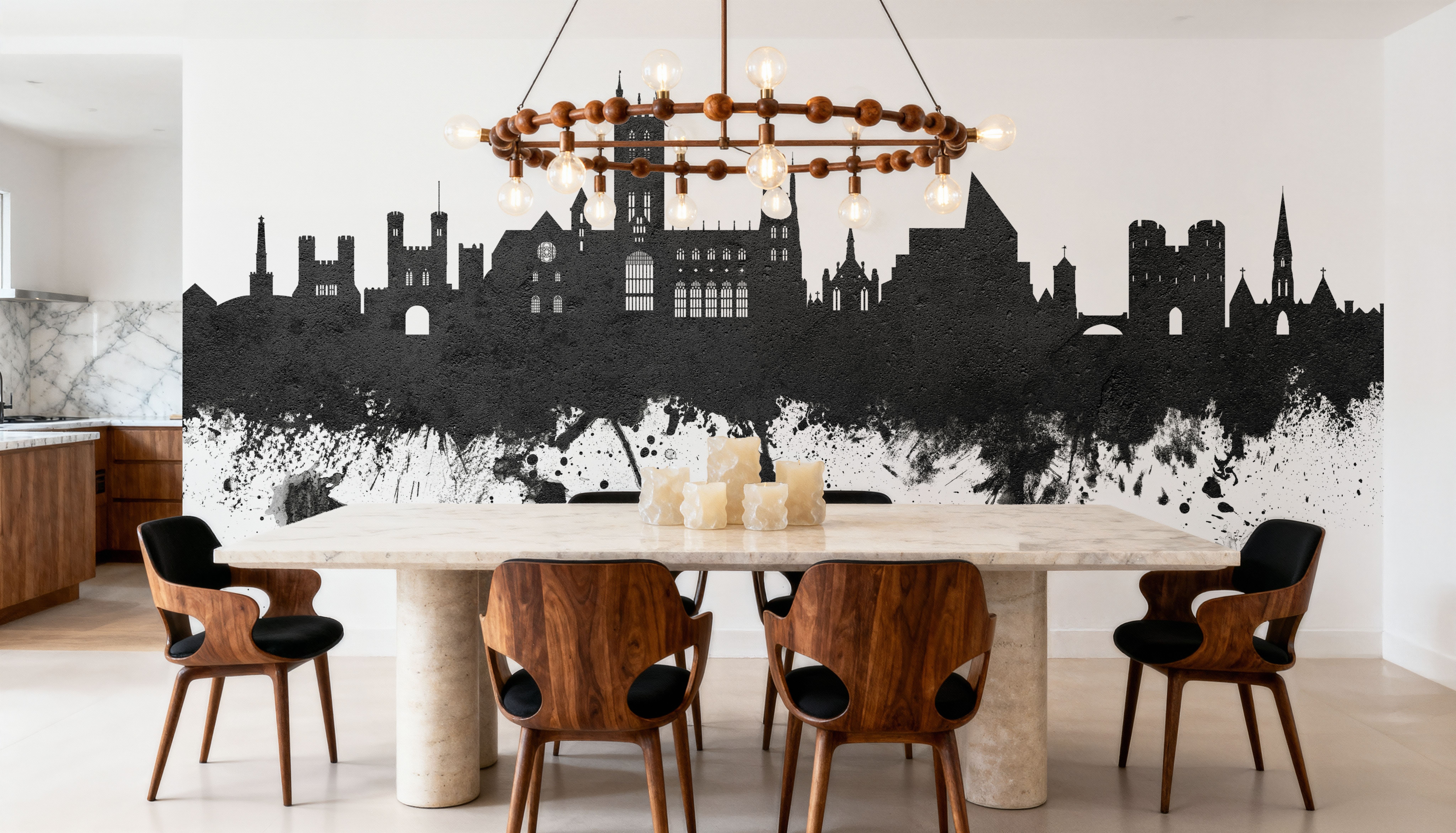 Canterbury England Skyline Black & White, Wallpaper