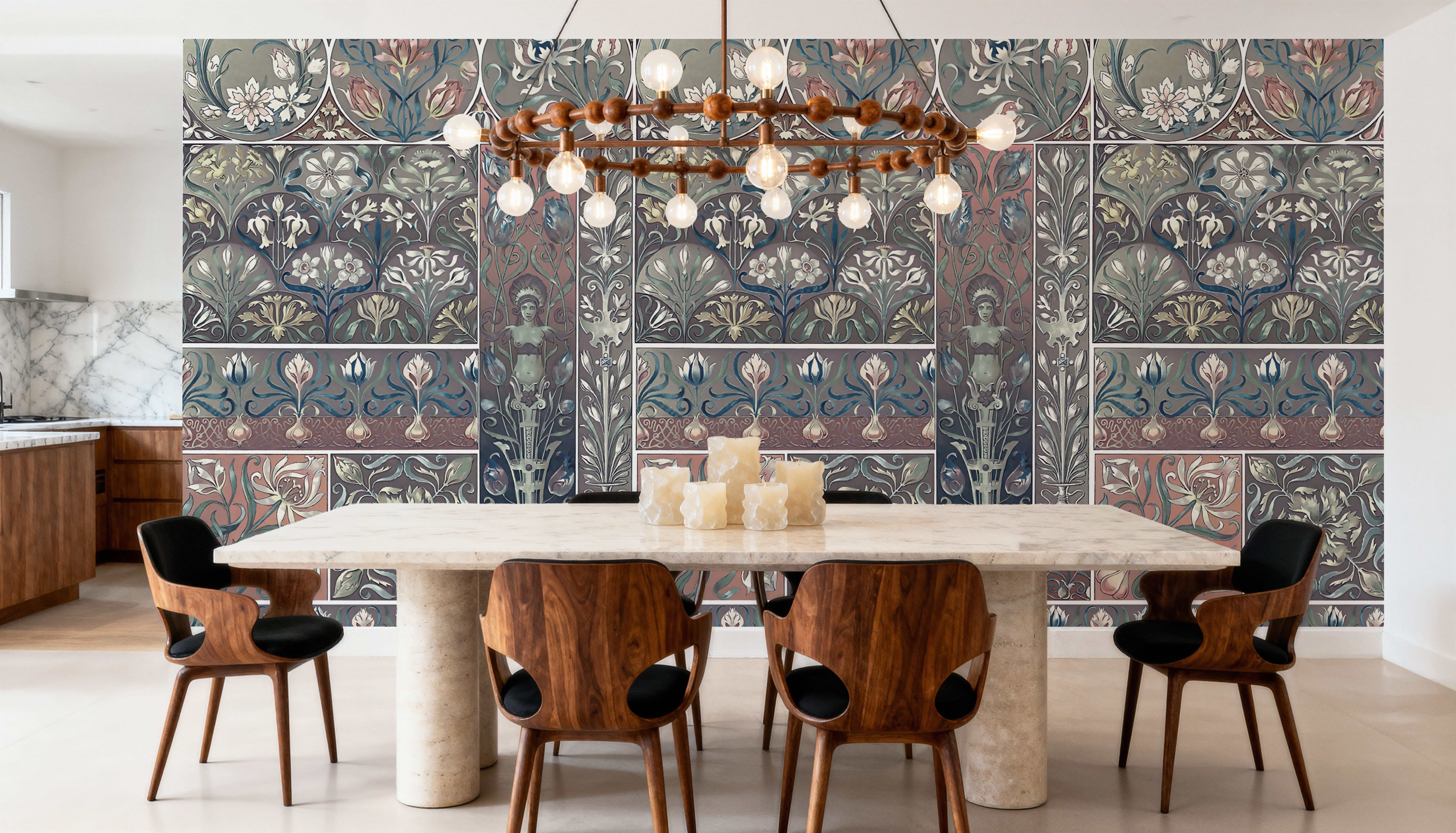 Art Deco Floral Wall, Wallpaper