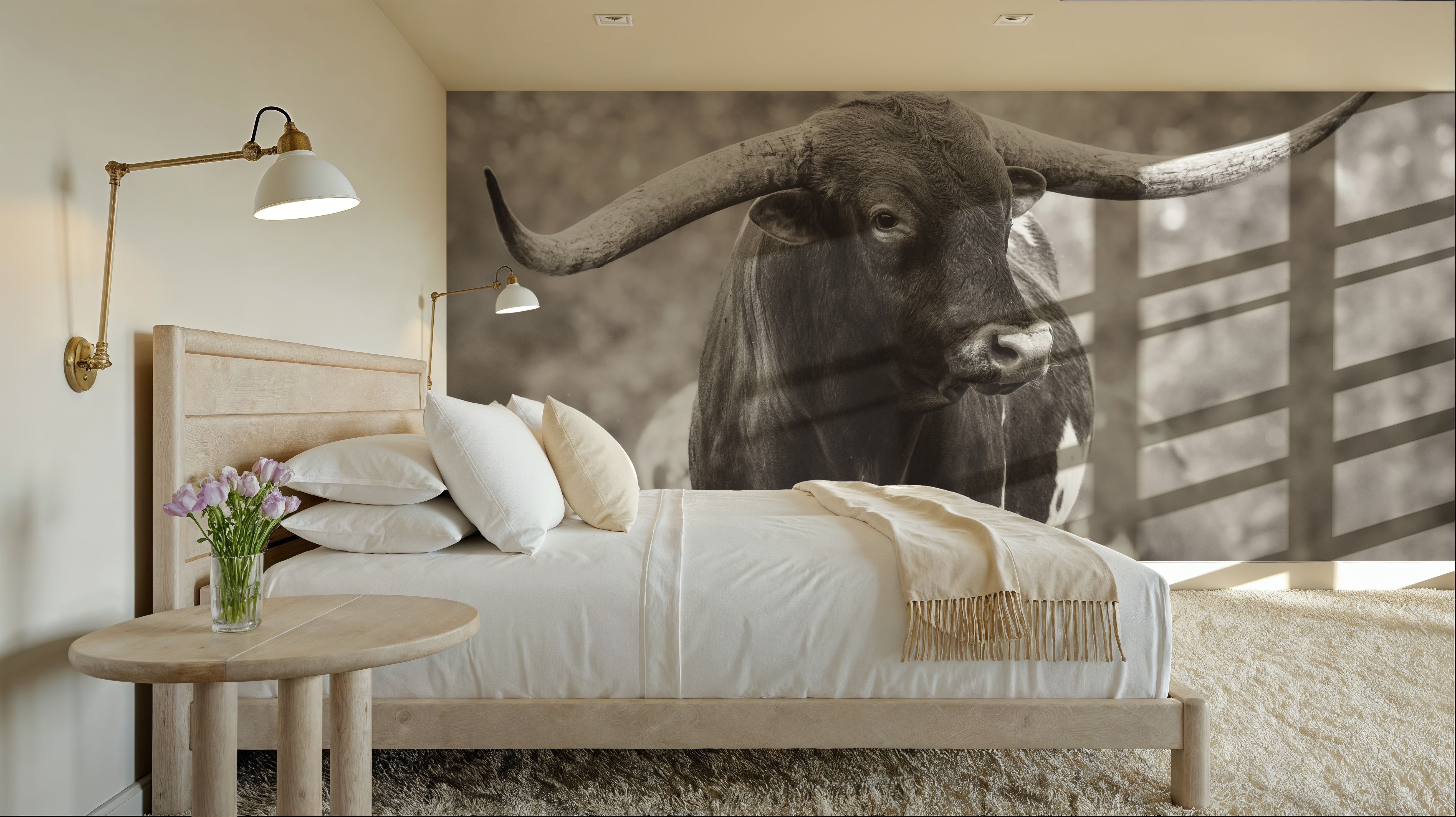 Longhorn Gaze I Sepia, Papier peint