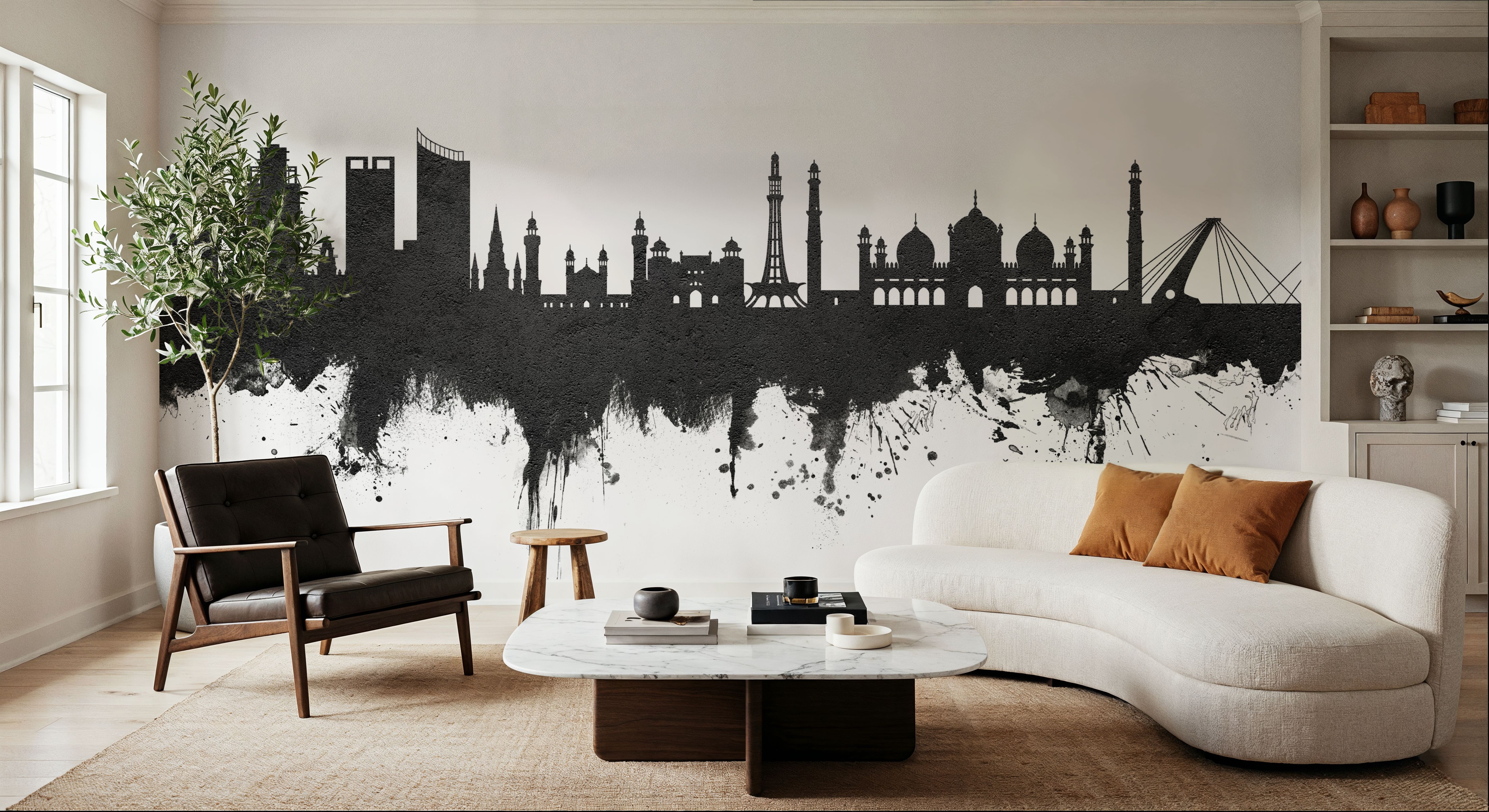 Lahore Pakistan Skyline Black & White