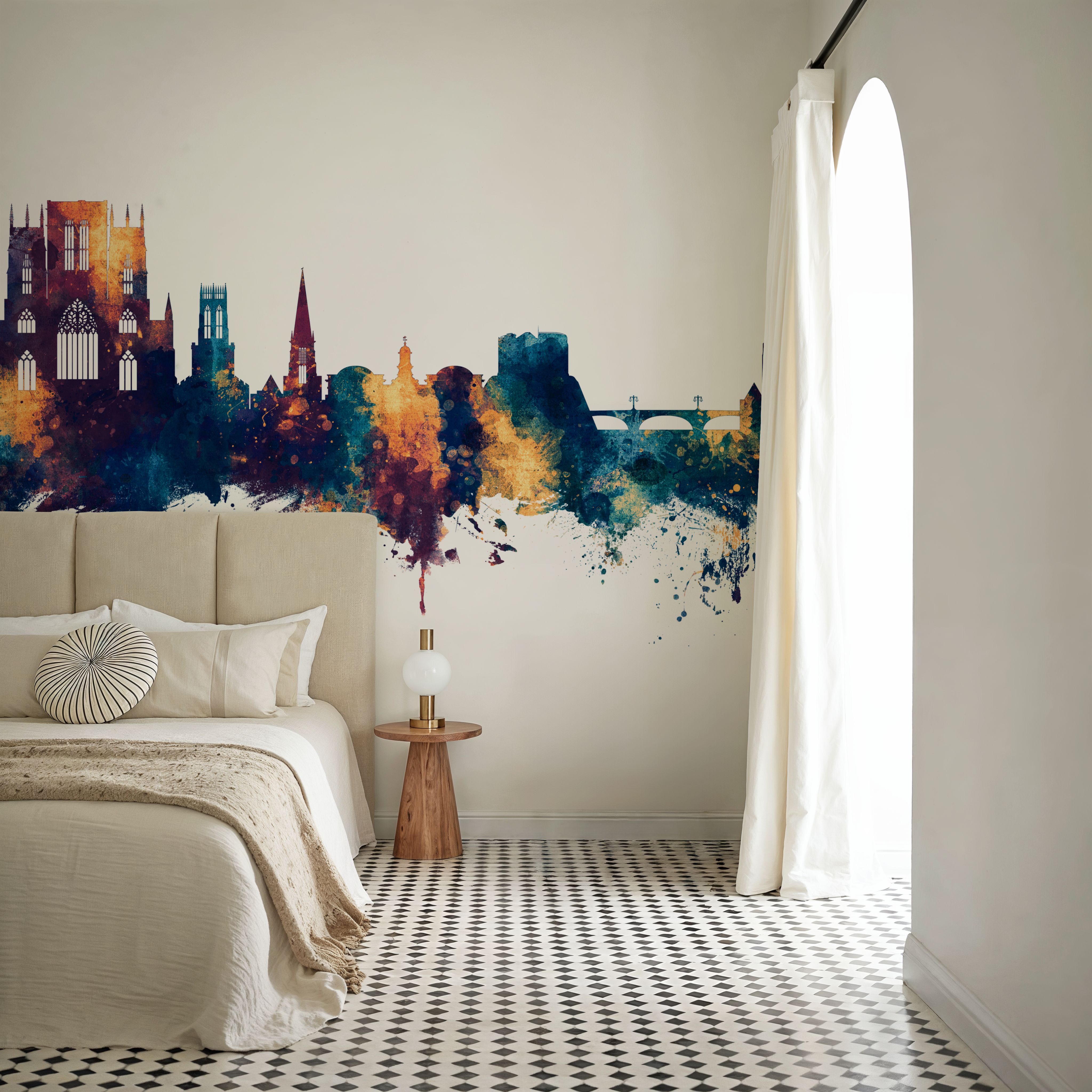 York England Skyline Blue & Bronze