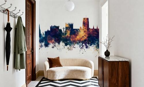 Durham England Skyline Blue & Bronze