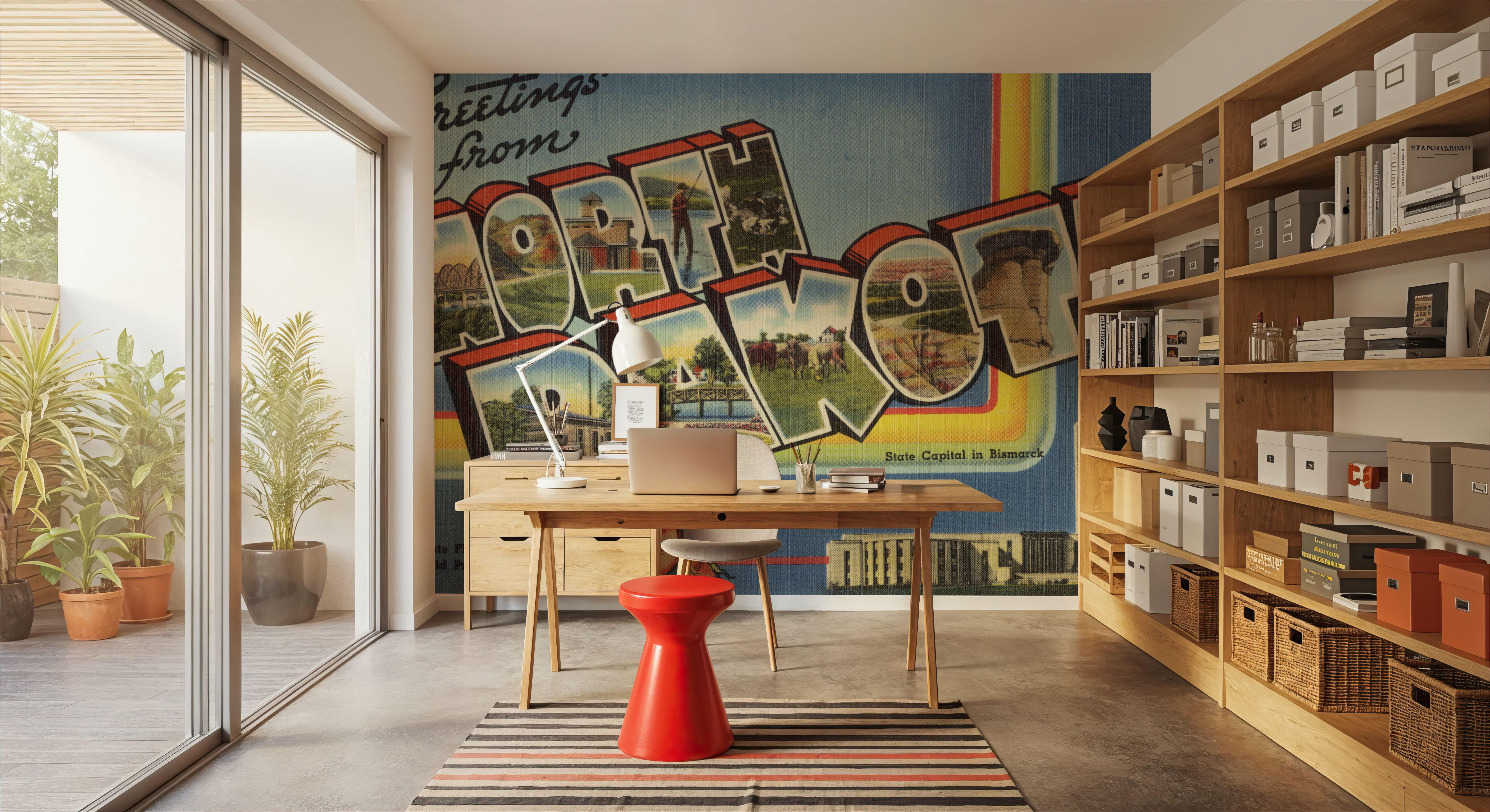 Greetings from North Dakota - Screenprint Postcard, Wallpaper