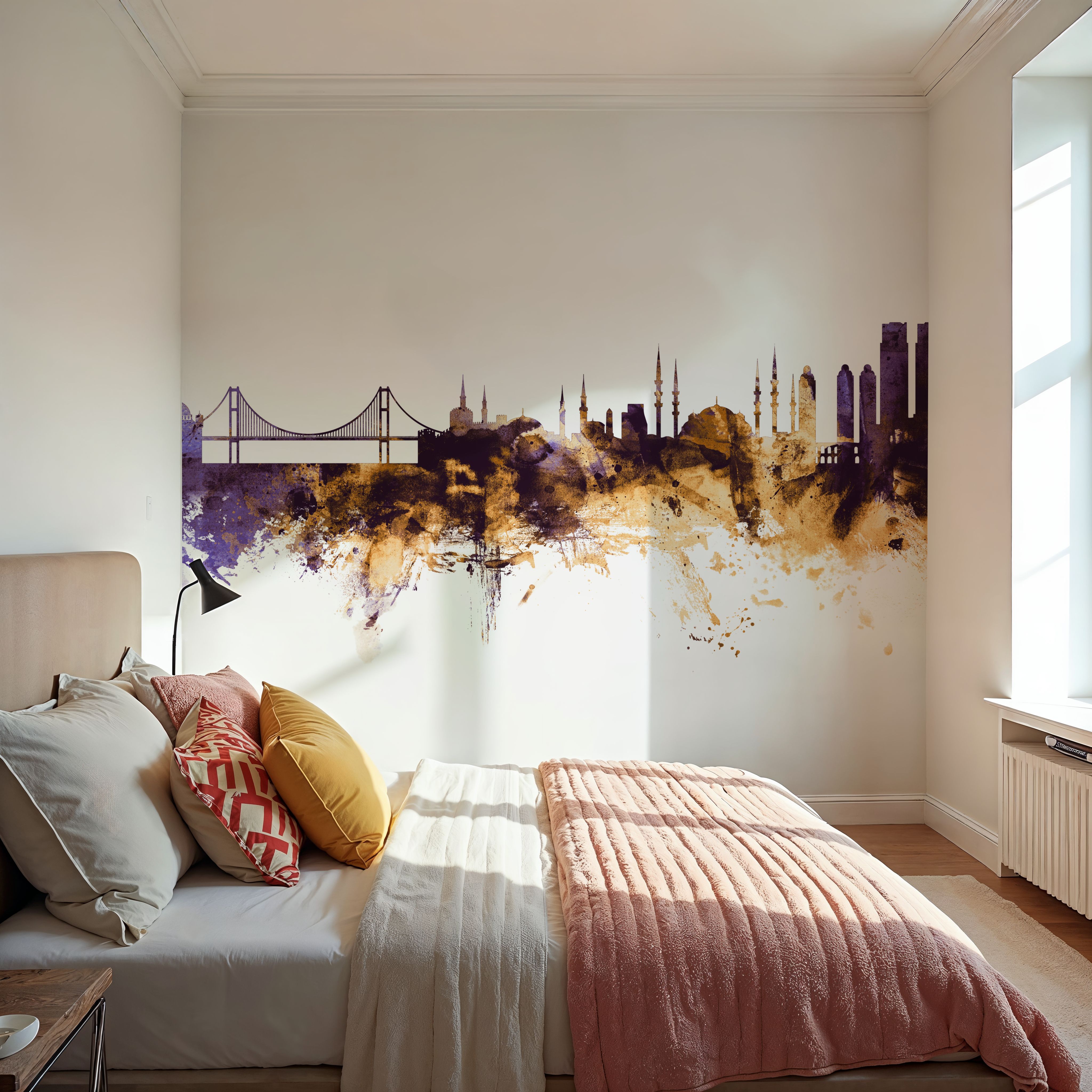 Istanbul Turkey Skyline Purple & Gold