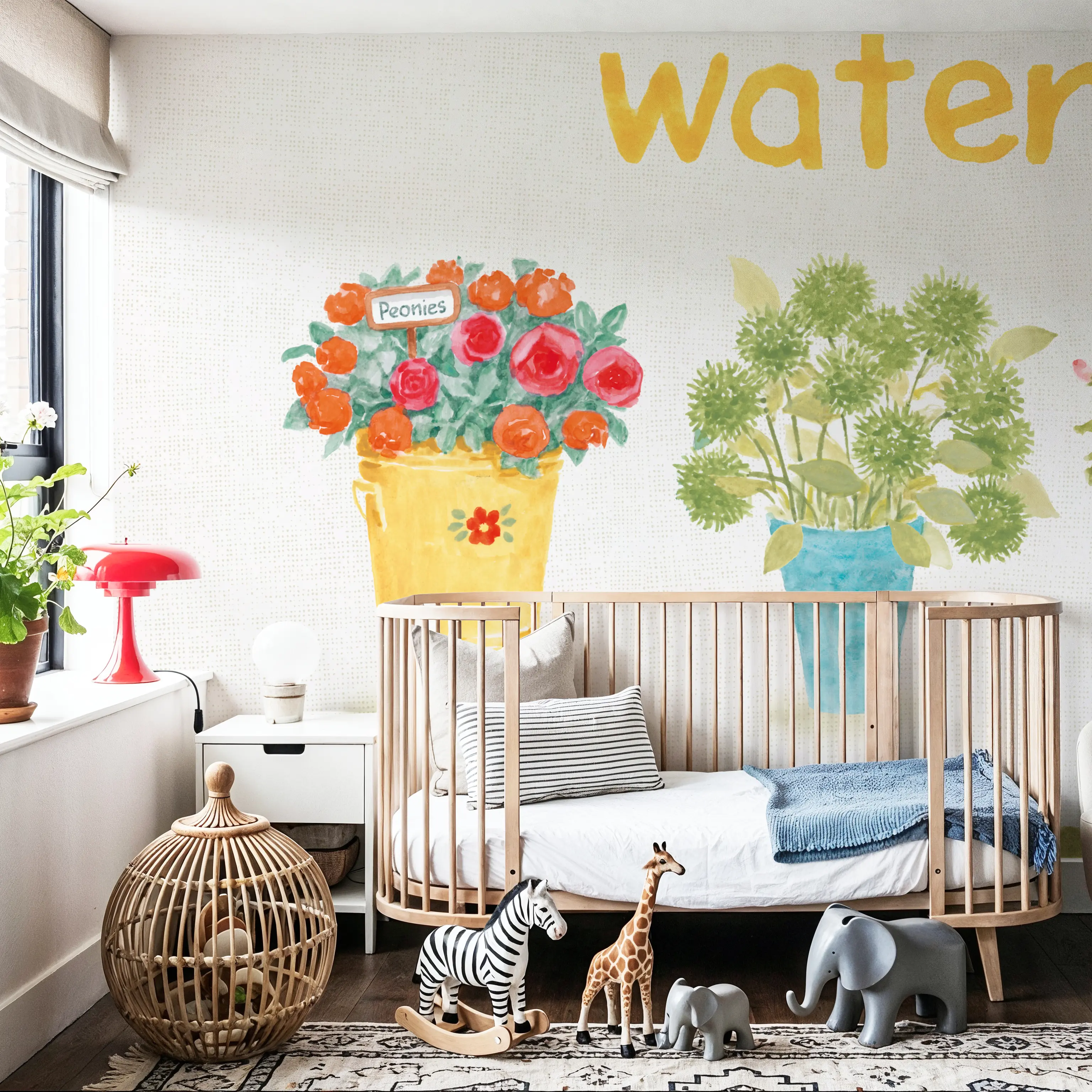 Papier Peint Panoramique - Flea Market Flowers V - Floral Nature - Blanc - chambre d'enfant - Wallism France - Encollage au mur ou Autocollant