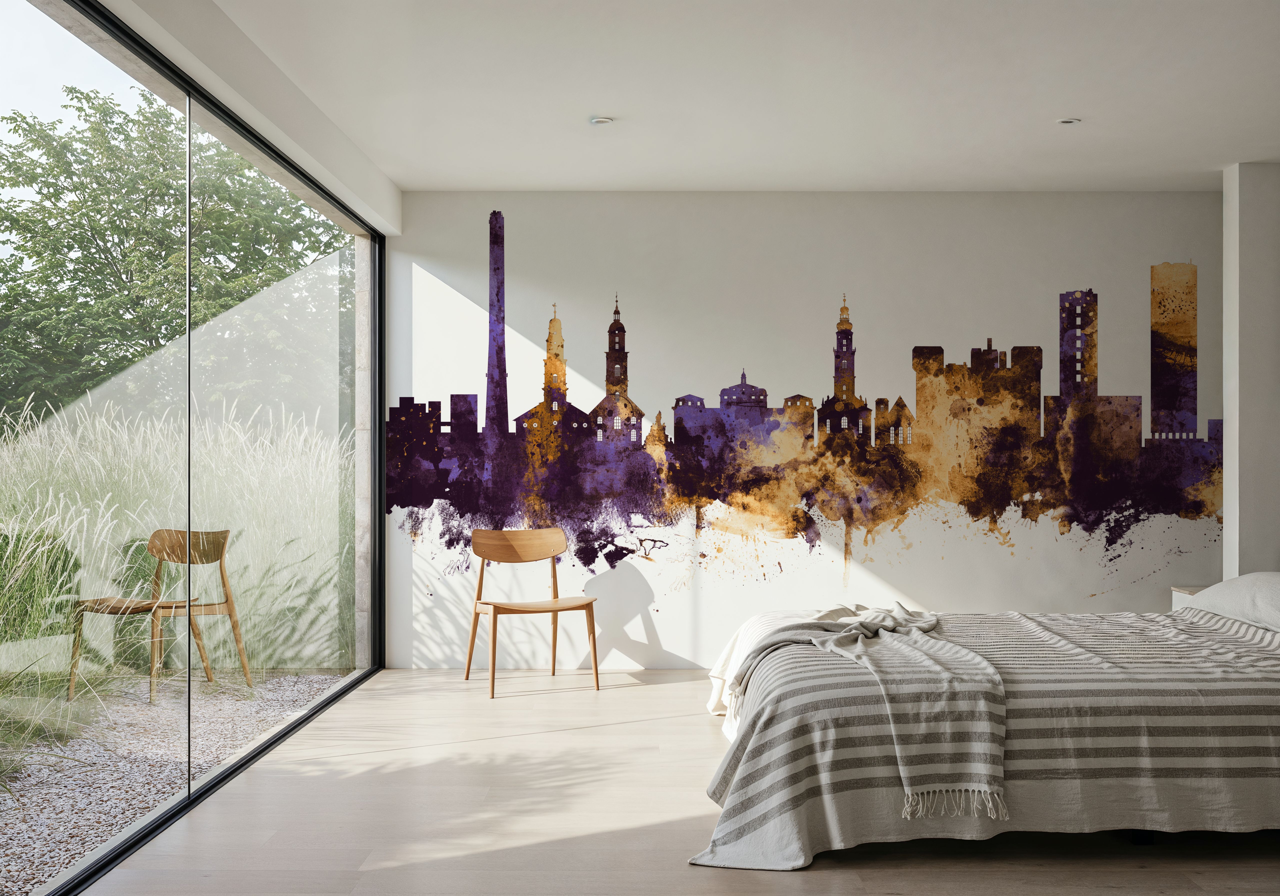 Erlangen Germany Skyline Purple & Gold