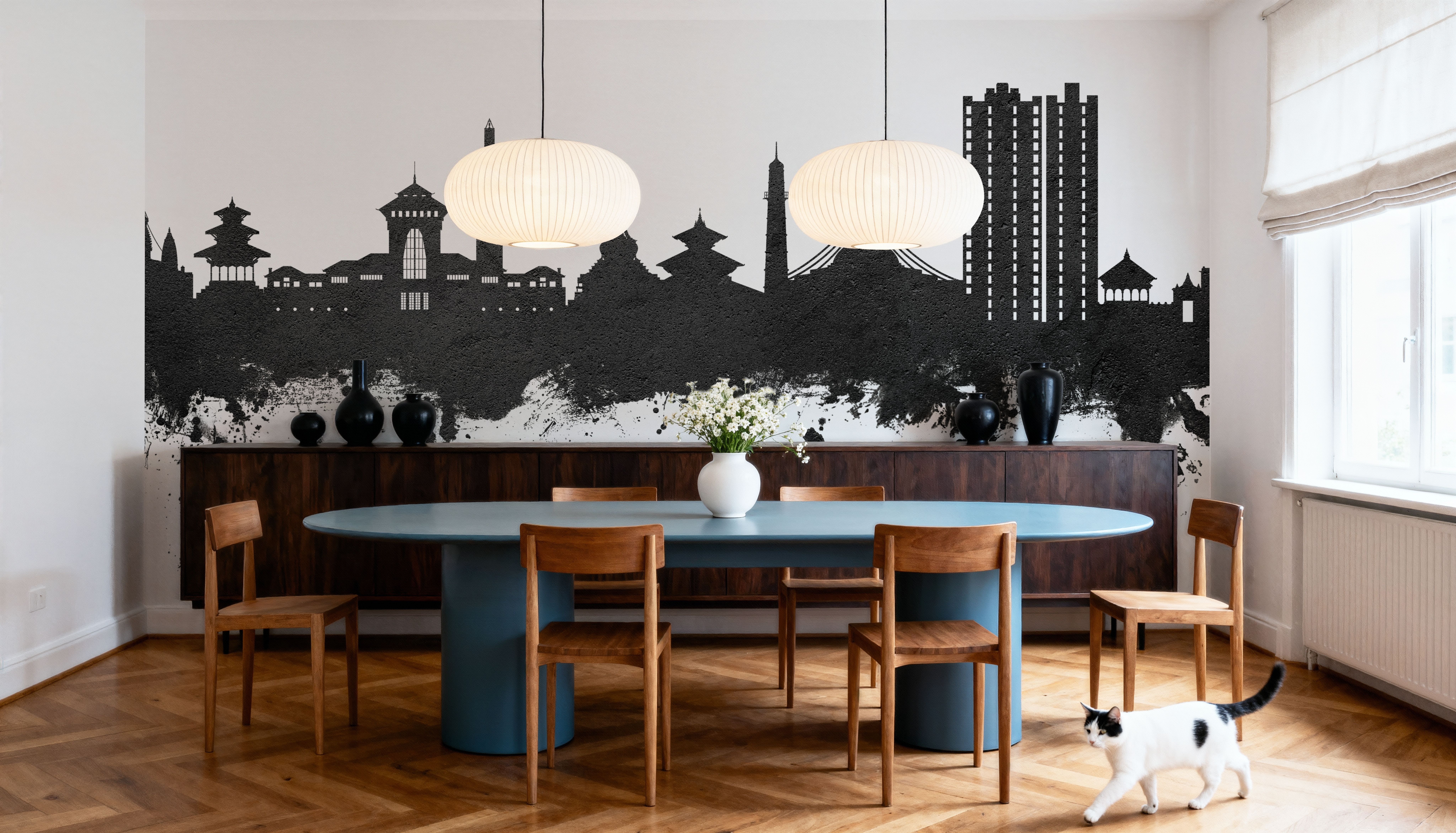 Kathmandu Nepal Skyline Black & White