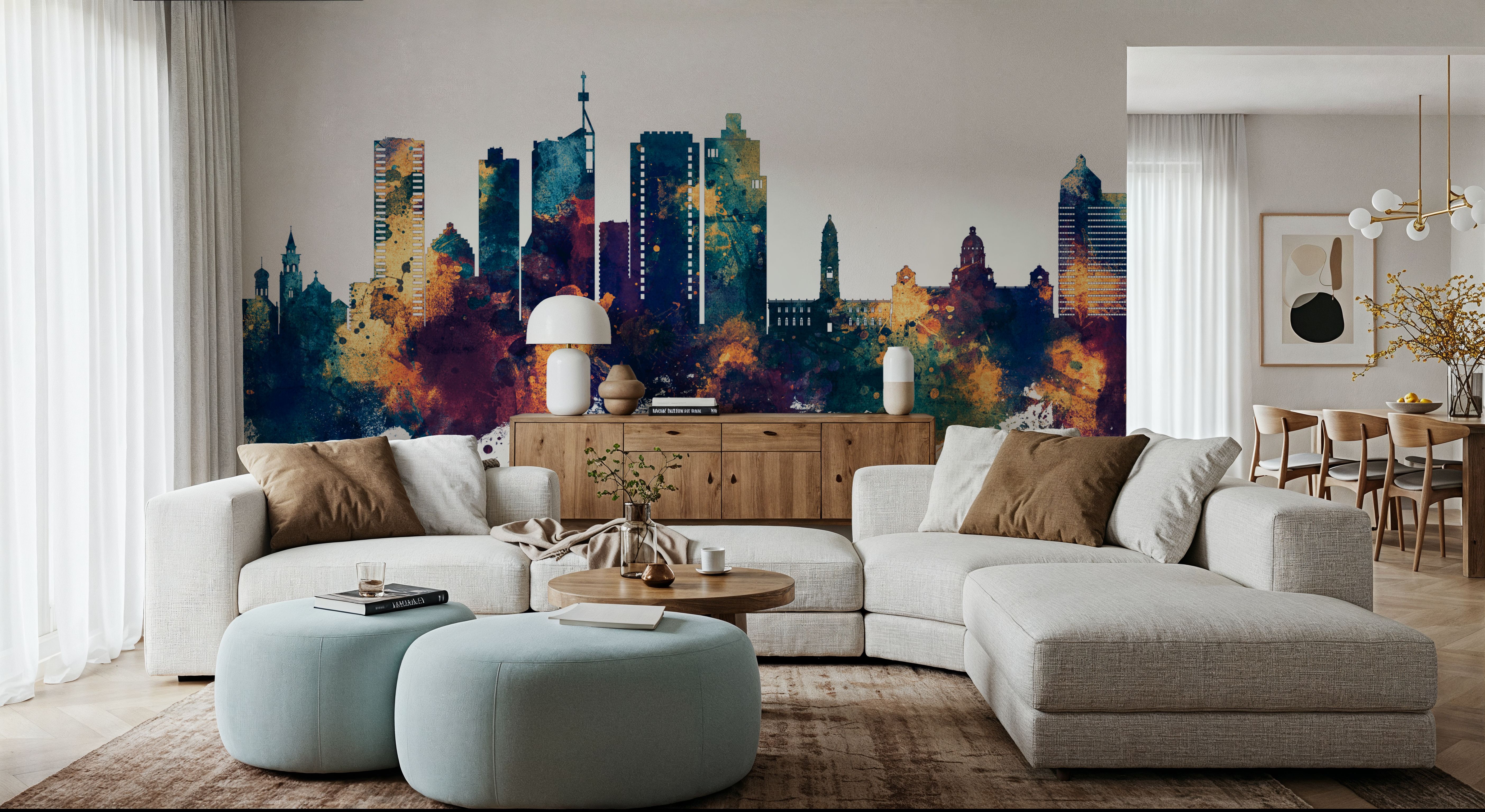 Durban South Africa Skyline Blue & Bronze