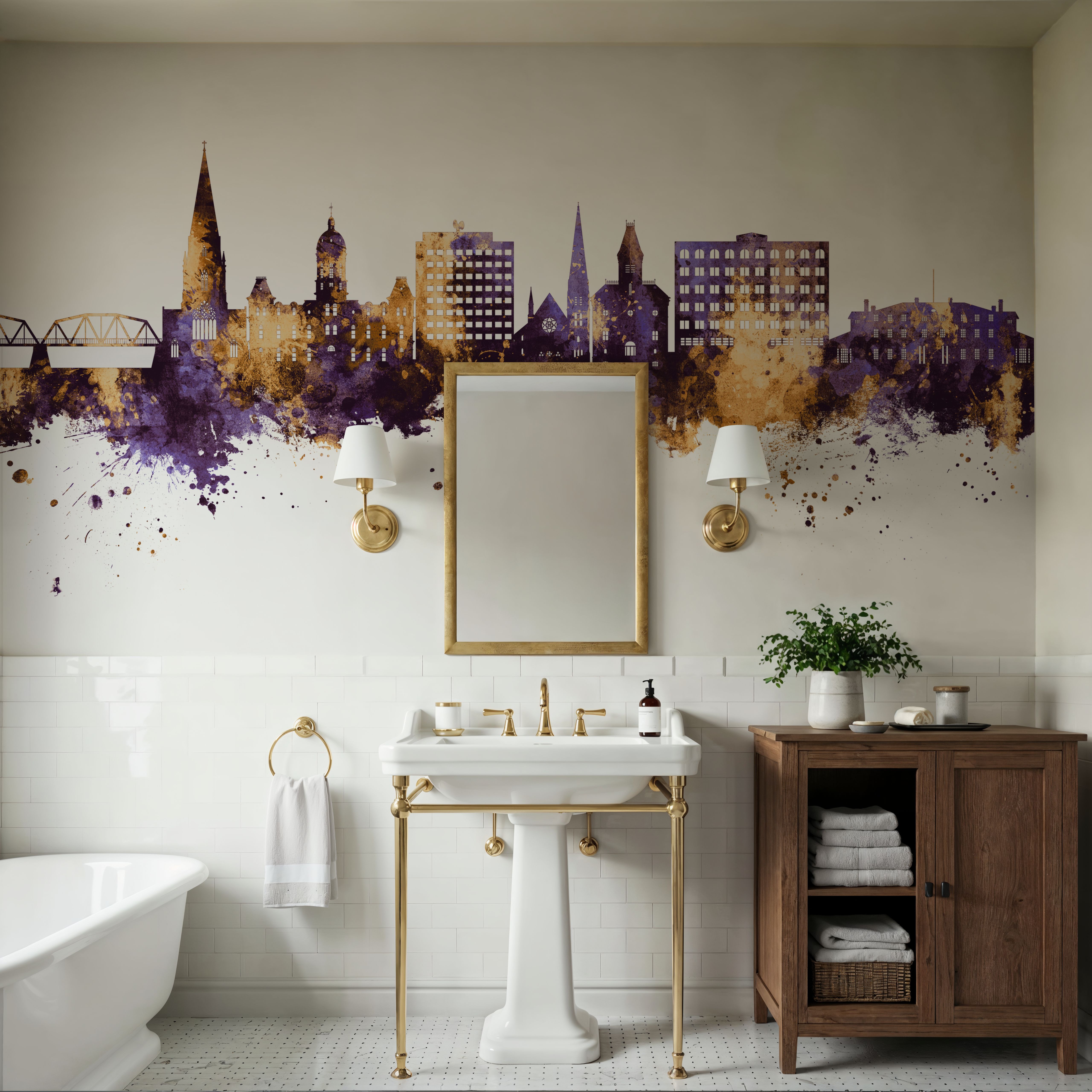 Fredericton Canada Skyline Purple & Gold