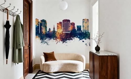 Norfolk Virginia Skyline Blue & Bronze