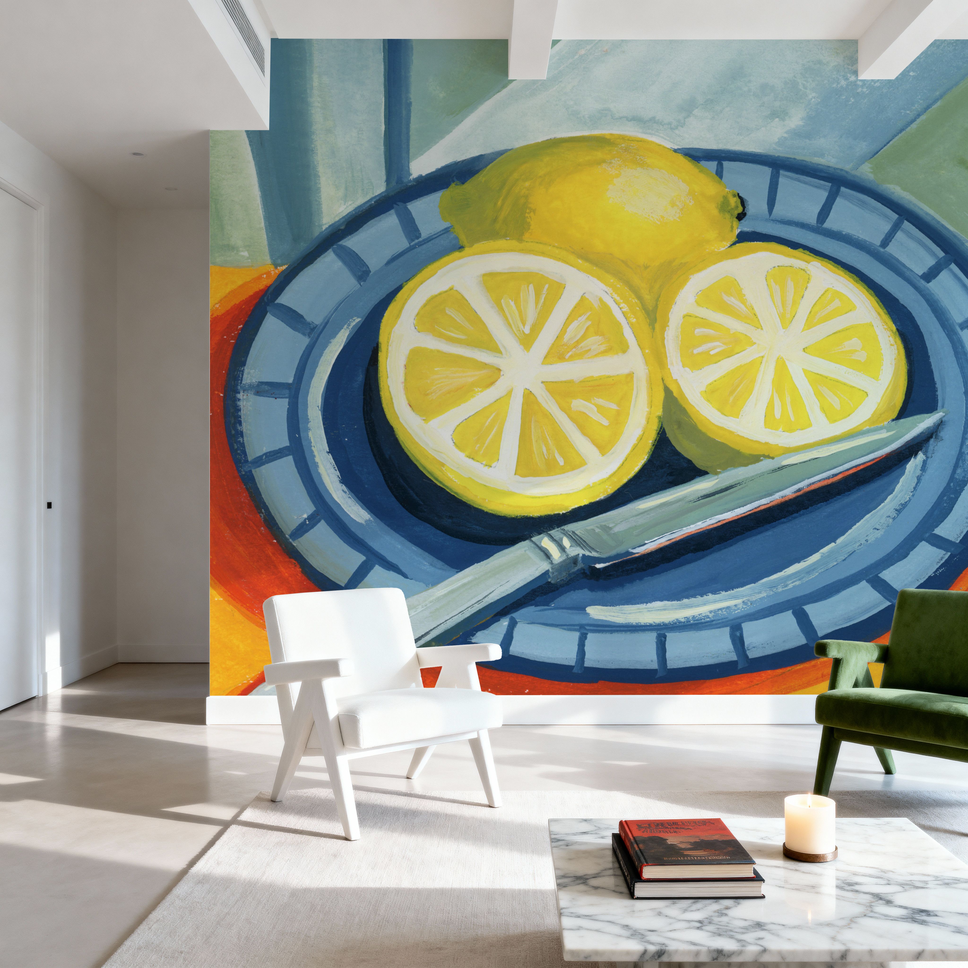 Sliced Lemons on Plates
